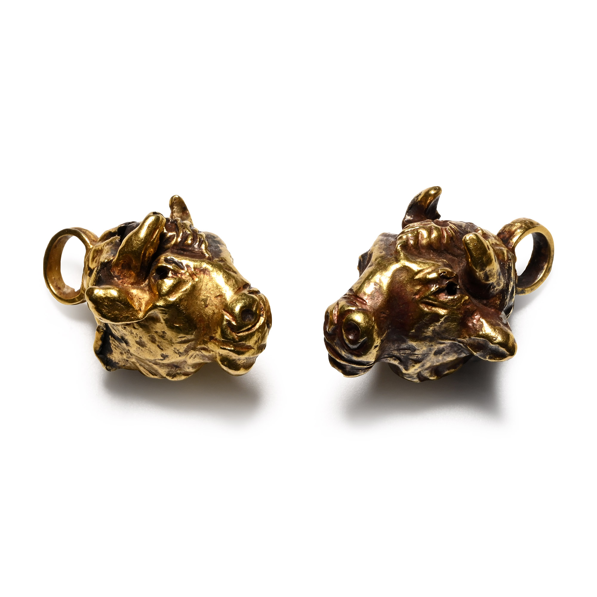 Cypriot Gold Bull-Headed Pendant Pair