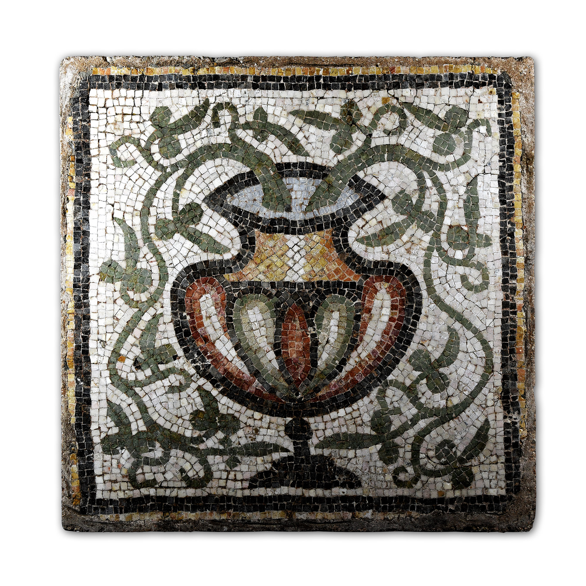 Roman Mosaic with Kantharos and Vines