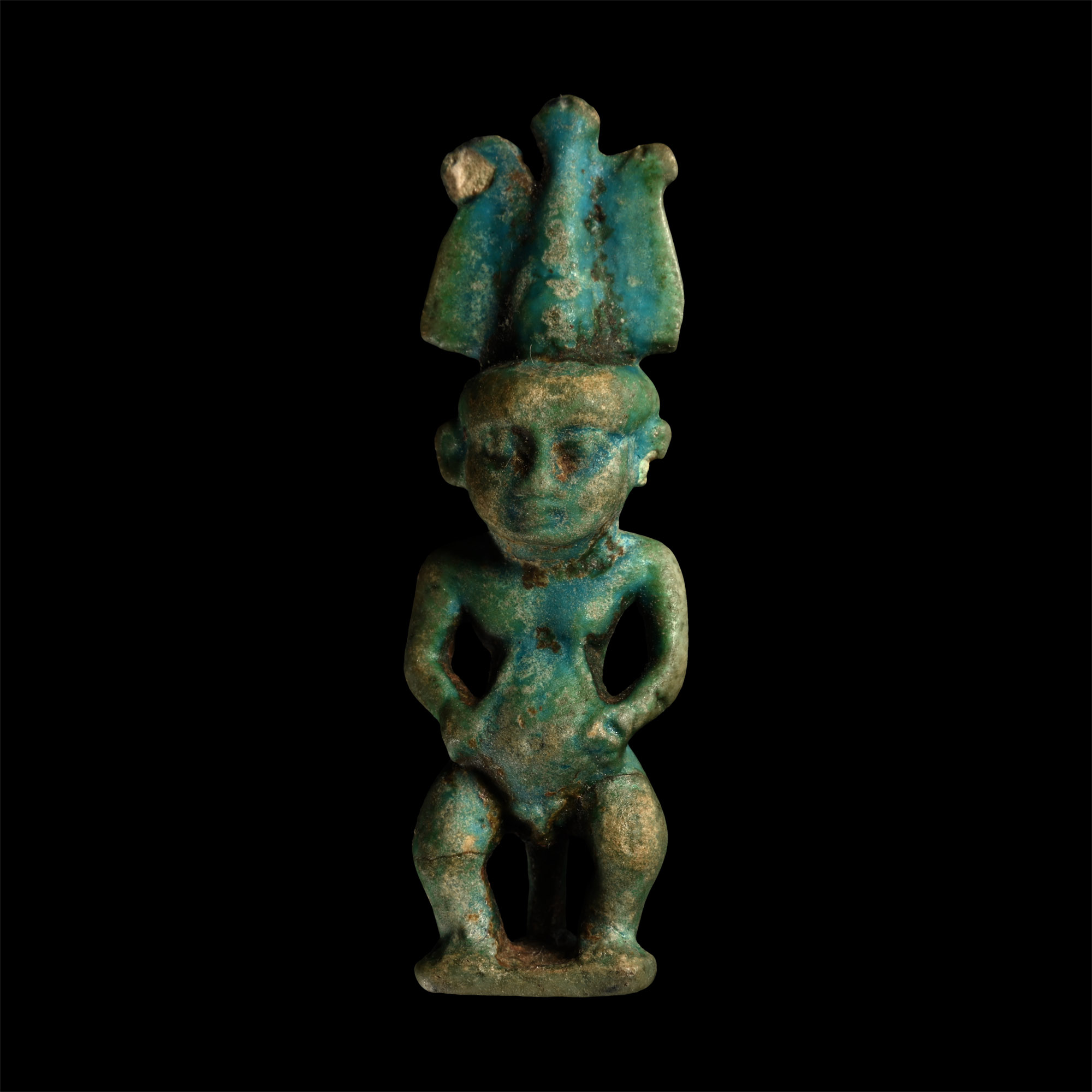 Egyptian Blue Glazed Pataikos Statuette