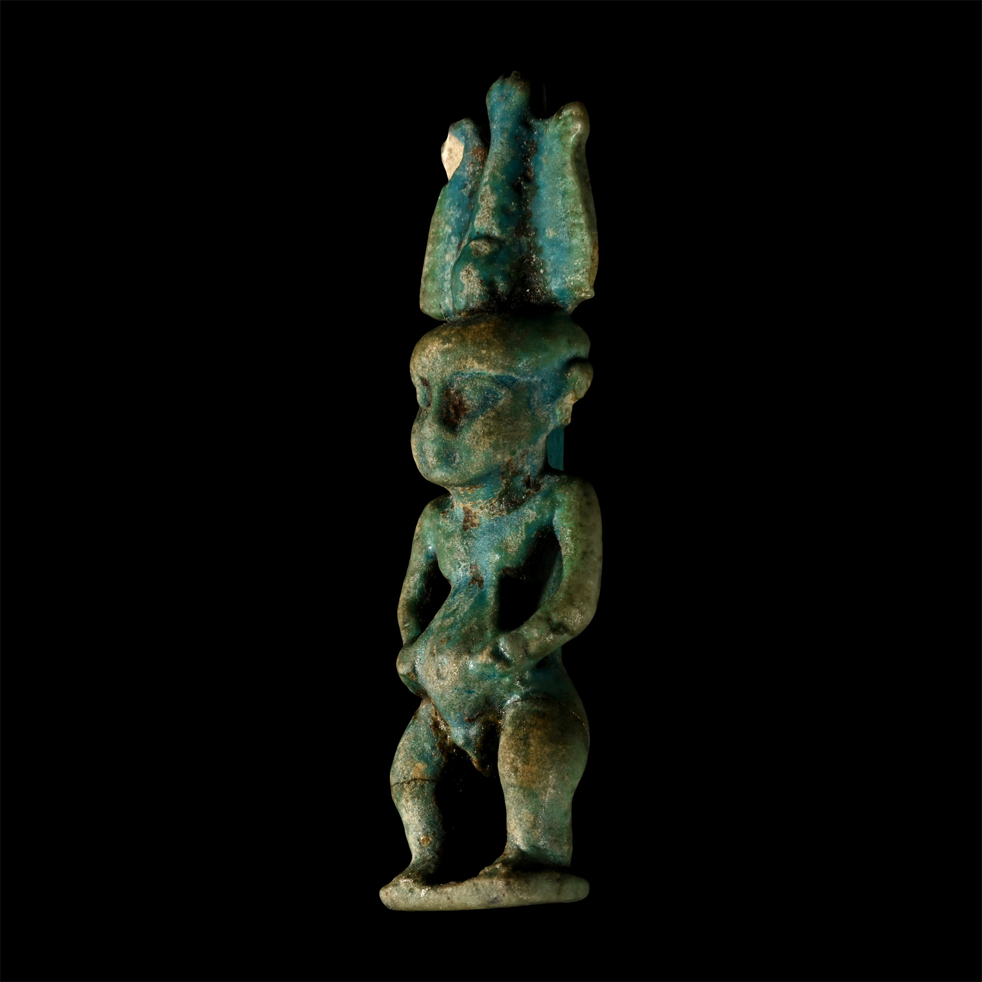 Egyptian Blue Glazed Pataikos Statuette