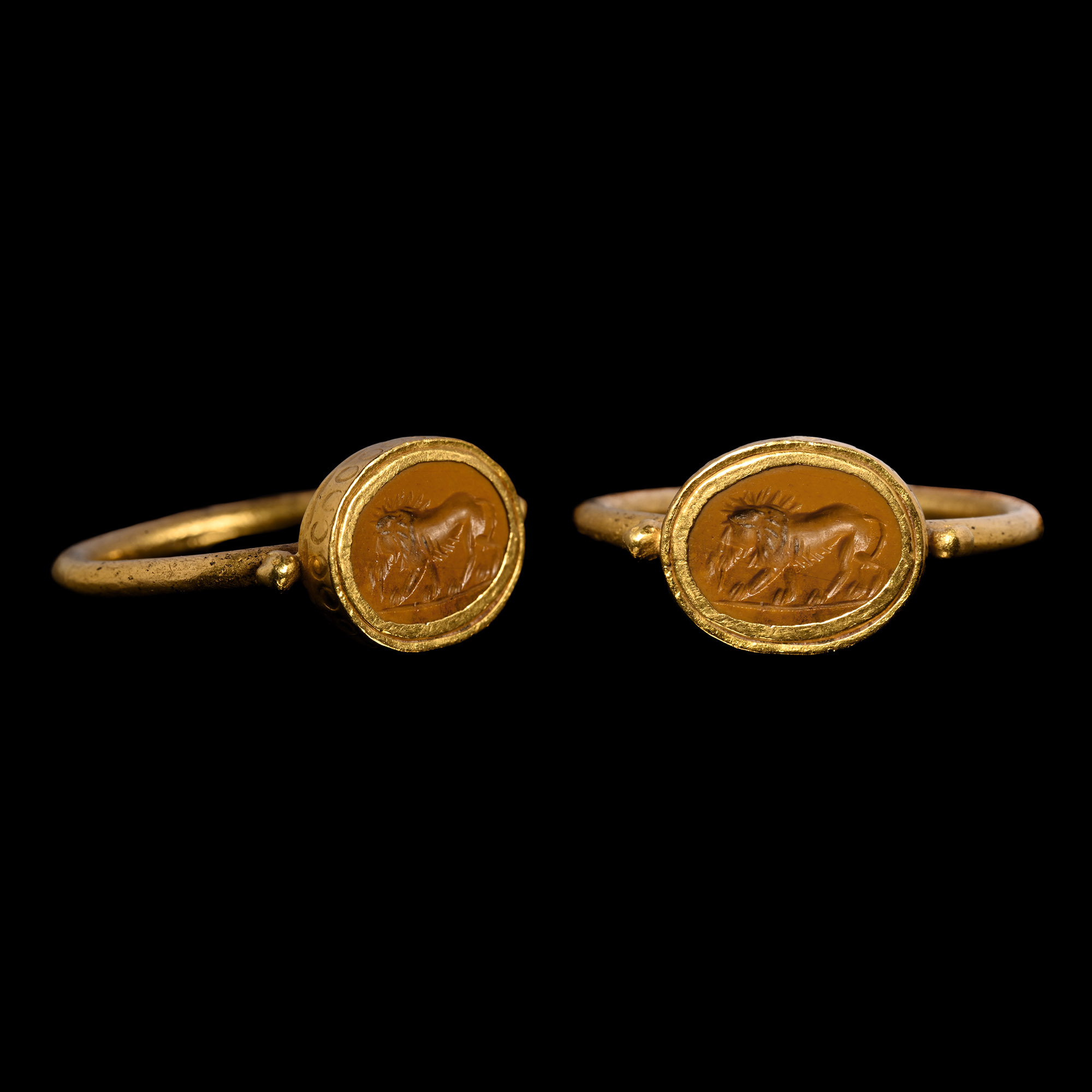 Yellow Jasper Lion Gemstone in Gold Ring