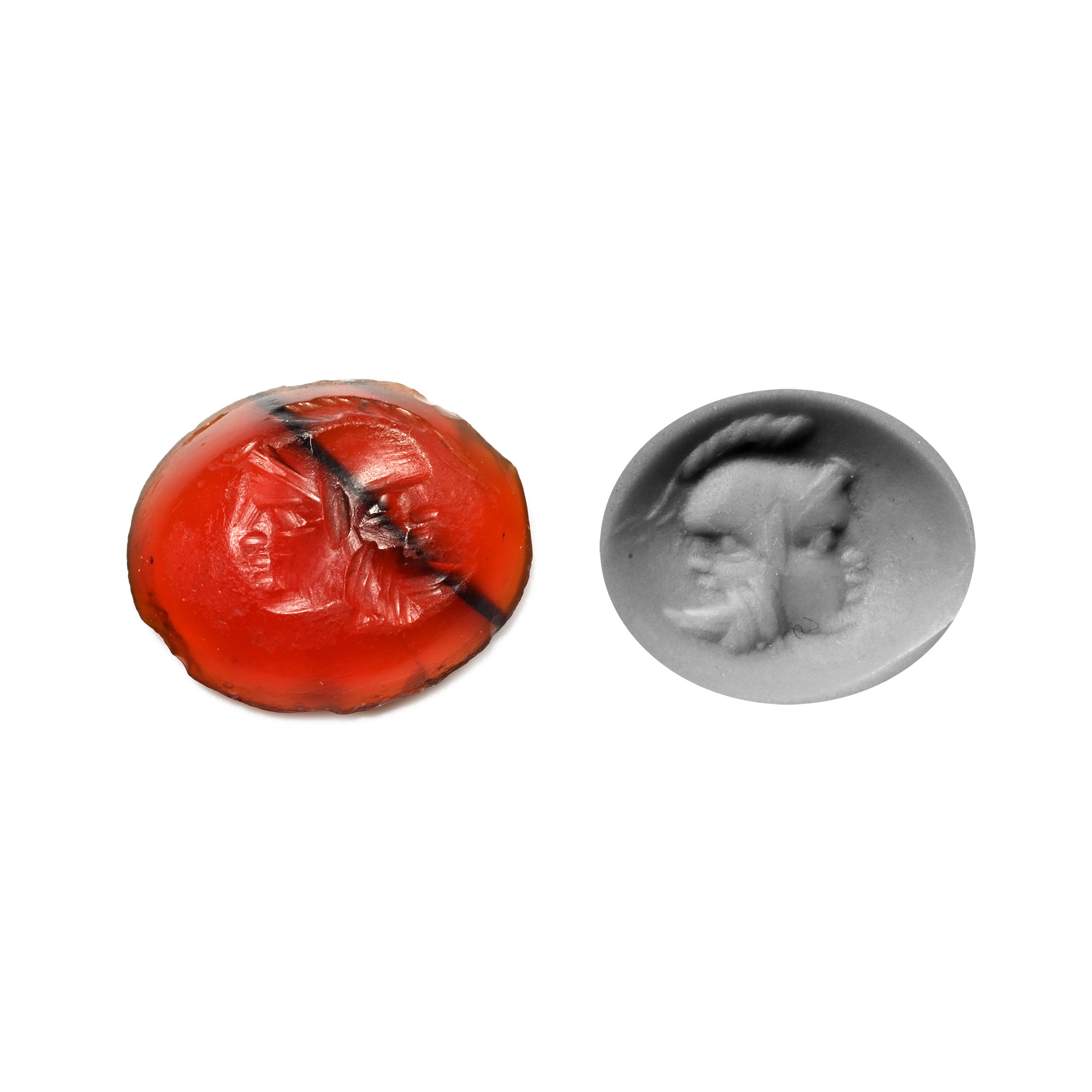 Roman Black-Banded Carnelian Gryllos Gemstone