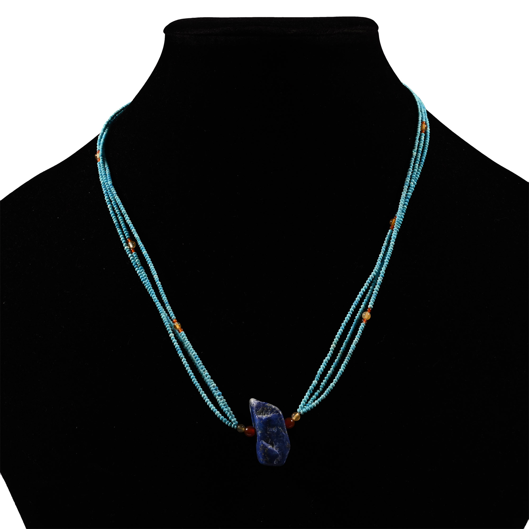 Bactrian Style Turquoise and Lapis Bead Necklace String
