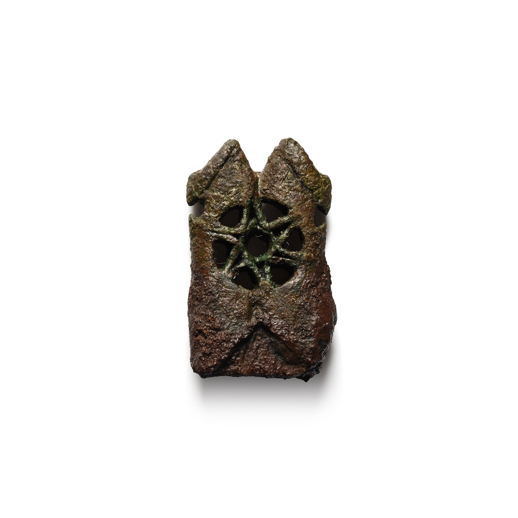Medieval Bronze Openwork Knife Pommel