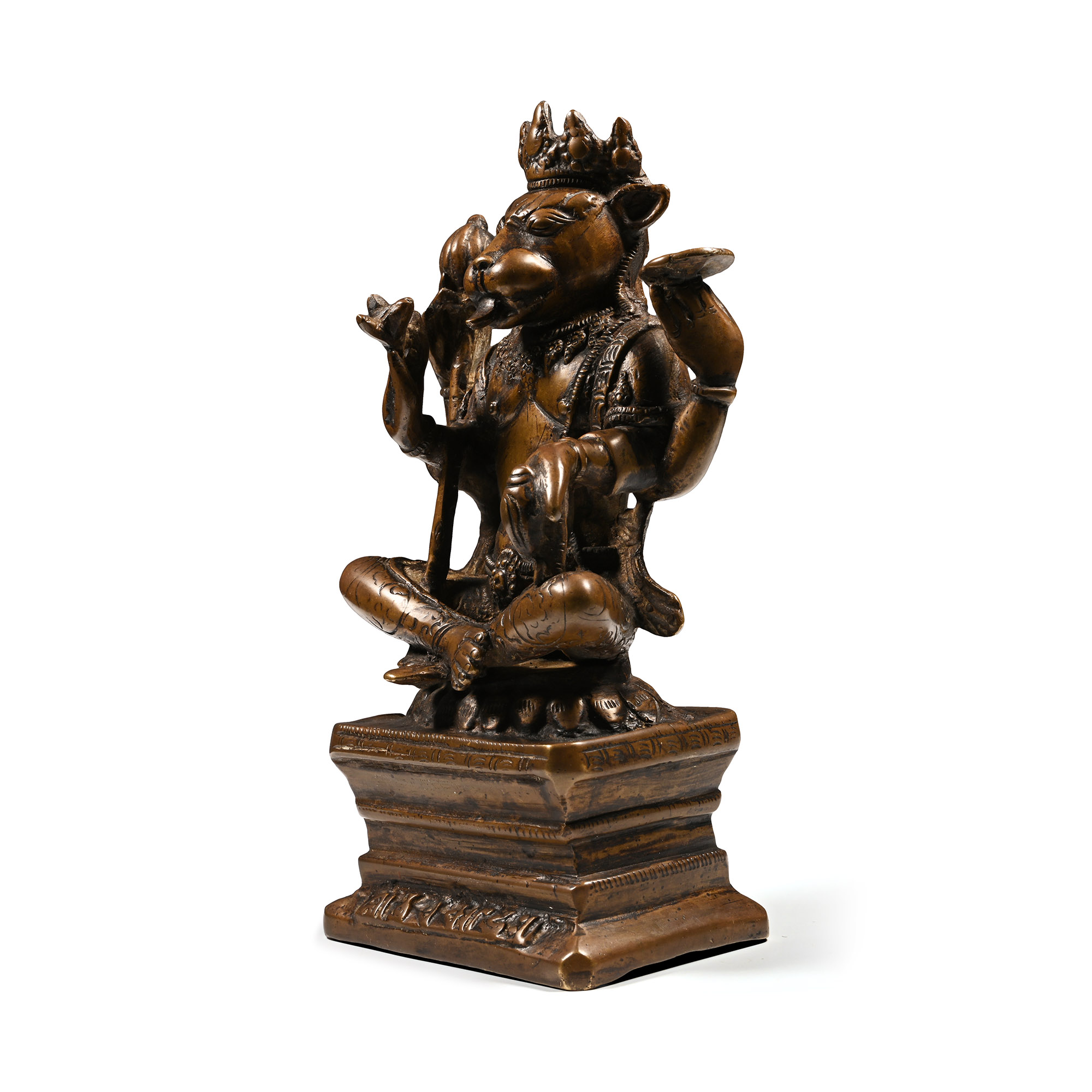 Indian Sacred Copper-alloy Seated Hindu God