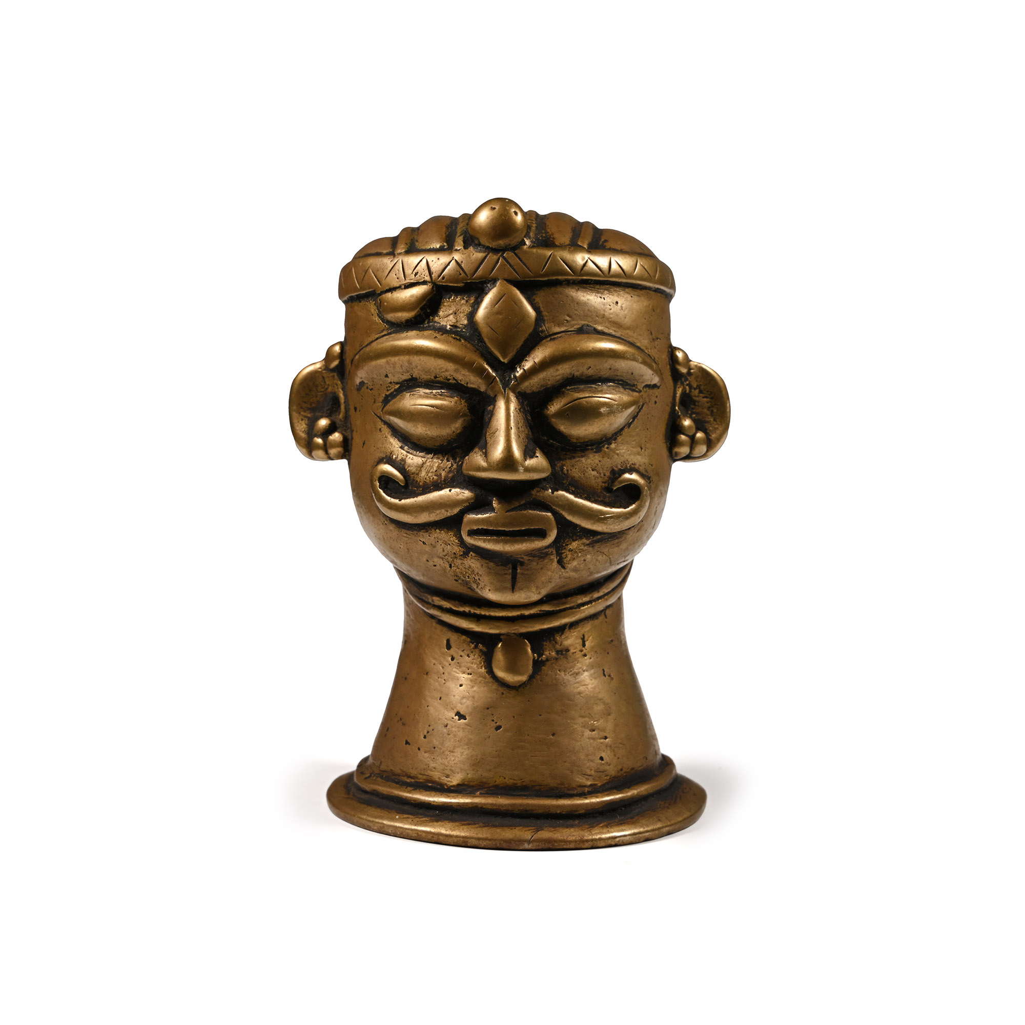 Indian Sacred Copper-Alloy Head of a Hindu God