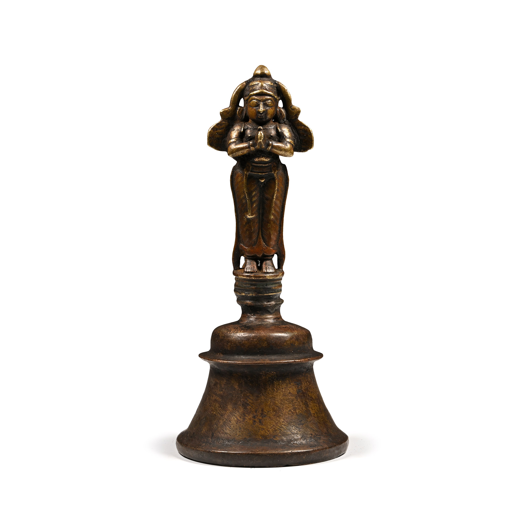 Indian Sacred Copper-Alloy Bell with Hindu God Handle