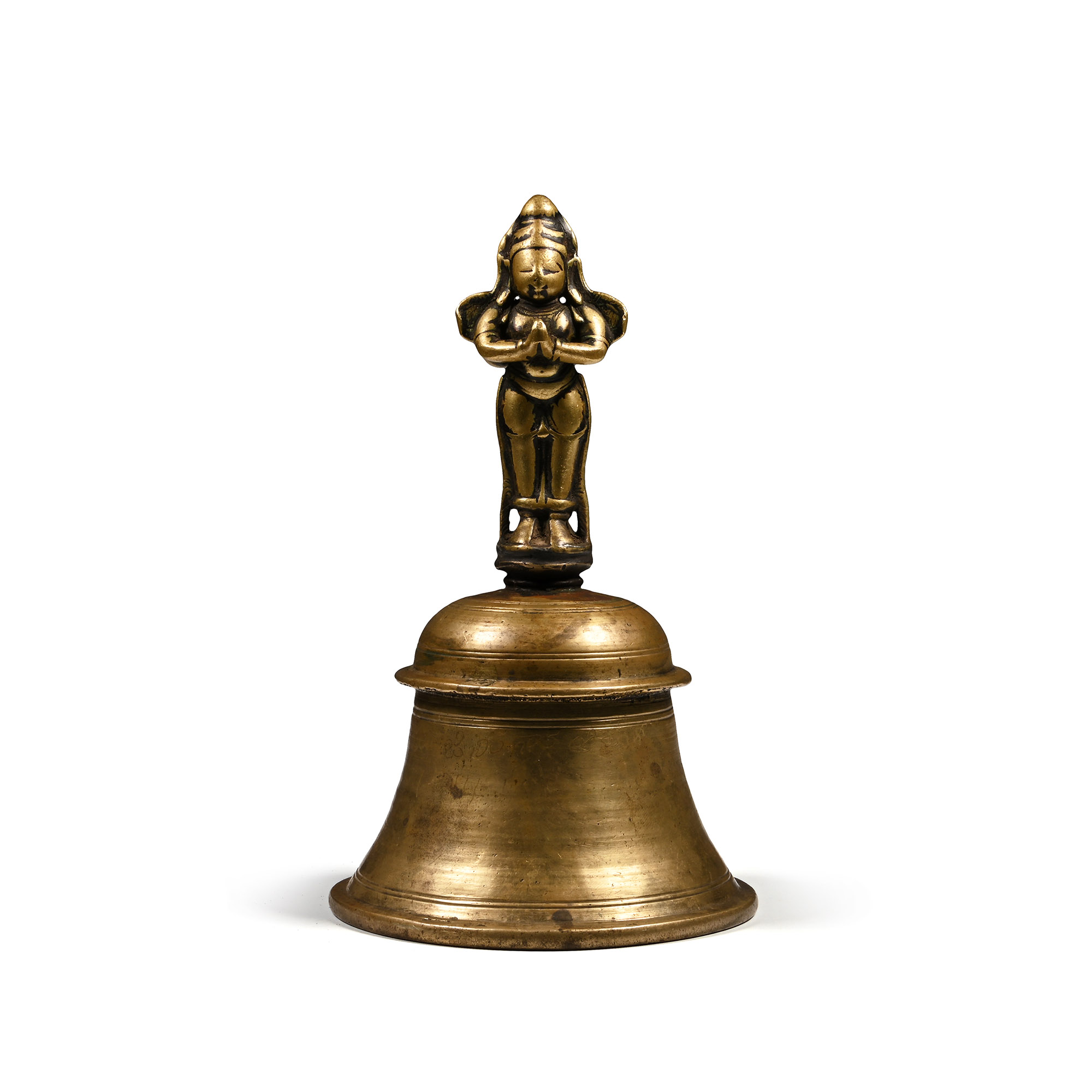 Indian Sacred Copper-Alloy Bell with Hindu God Handle