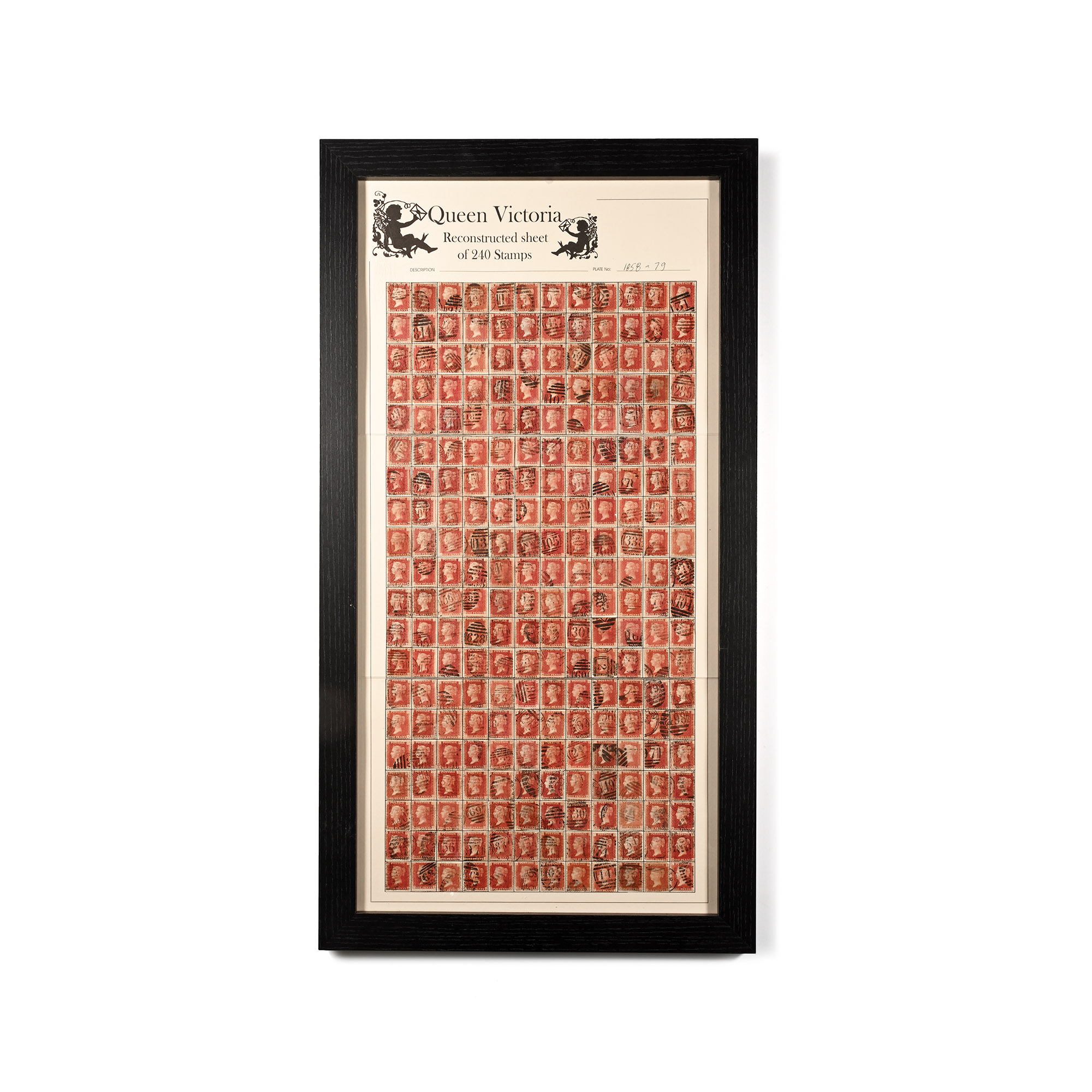 Framed Queen Victoria Penny Red Stamp Reconstructed Sheet AA - TL.