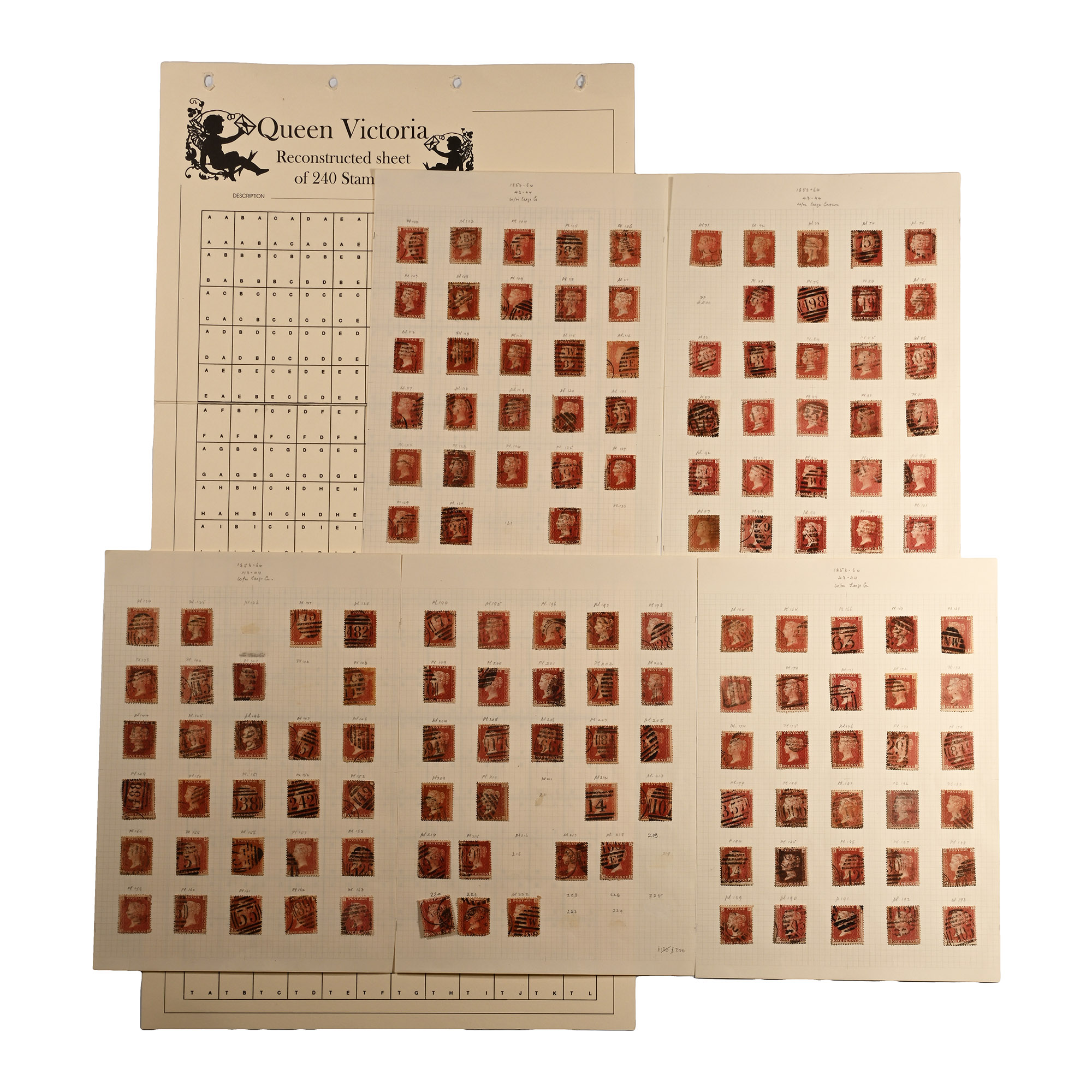 Queen Victoria Perforated Penny Red Stamp Plates Between 71 - 222.