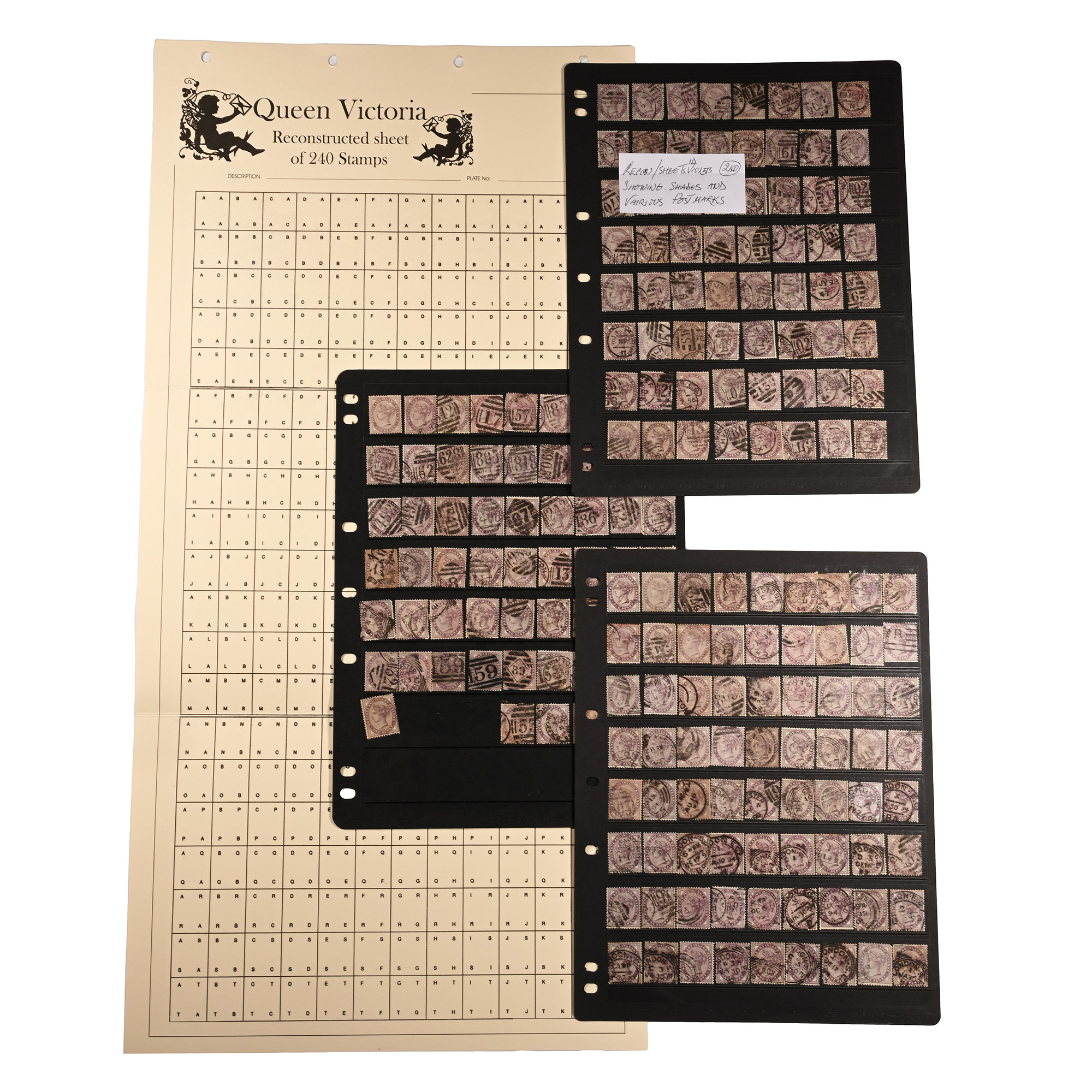Queen Victoria One Penny Violet Stamp Group.