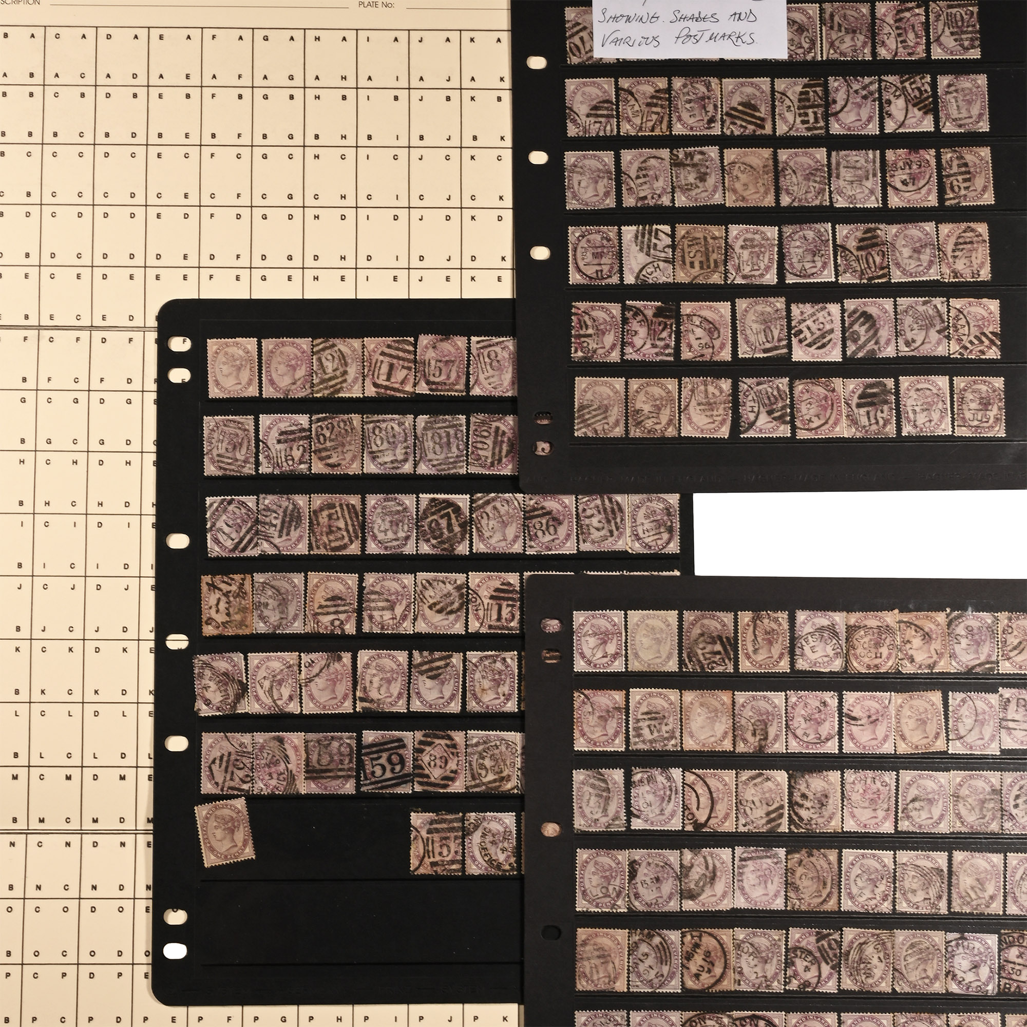 Queen Victoria One Penny Violet Stamp Group.