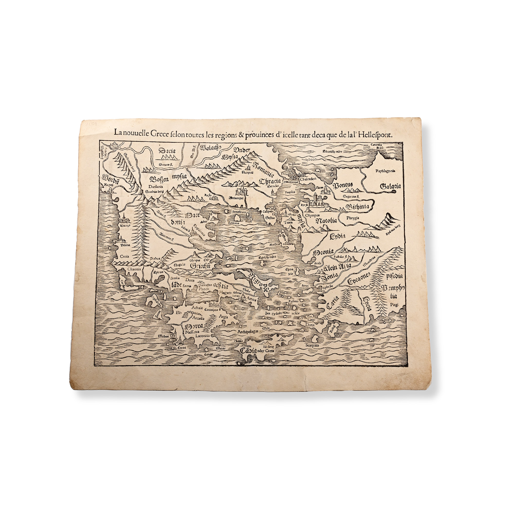Map of La Nouvelle Grece Selon Toutes les Regions & Provinces, in Greece by Sebastian Munster