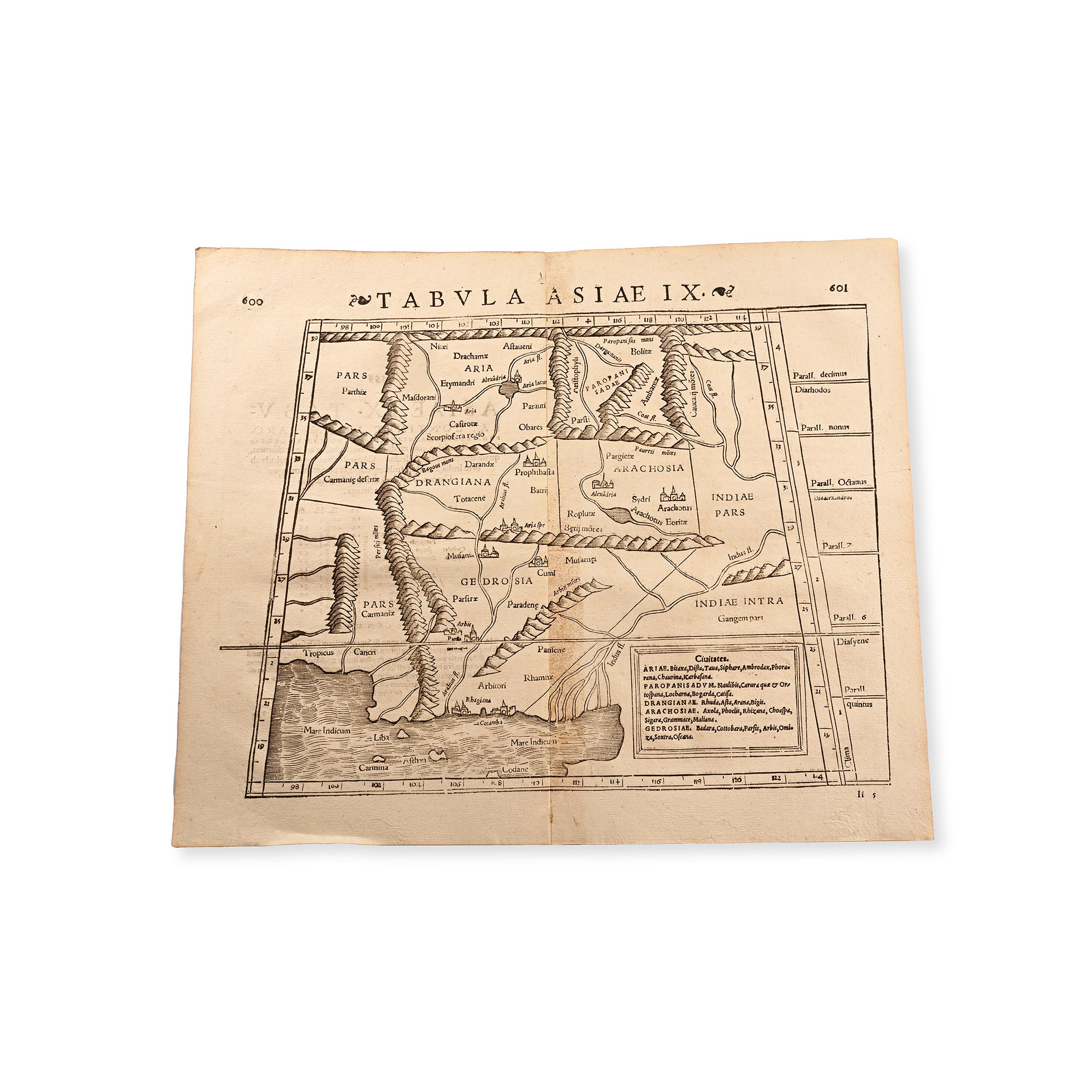 Map of Tabula Asiae IX, Pakistan in Asia by Sebastian Munster