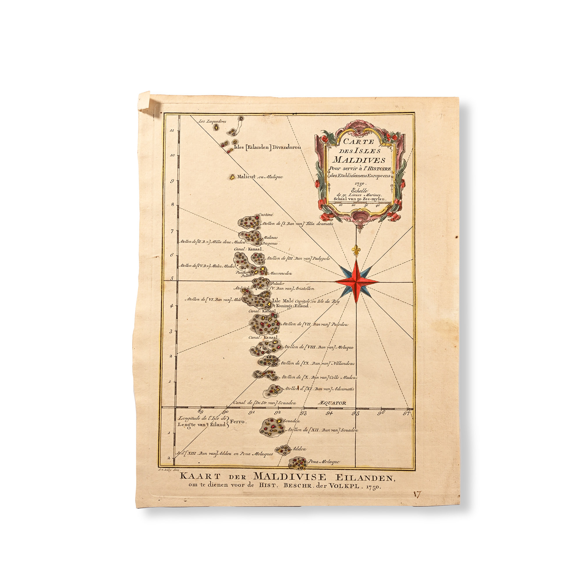 Map Carte des Isles Maldives by Jacques Bellin