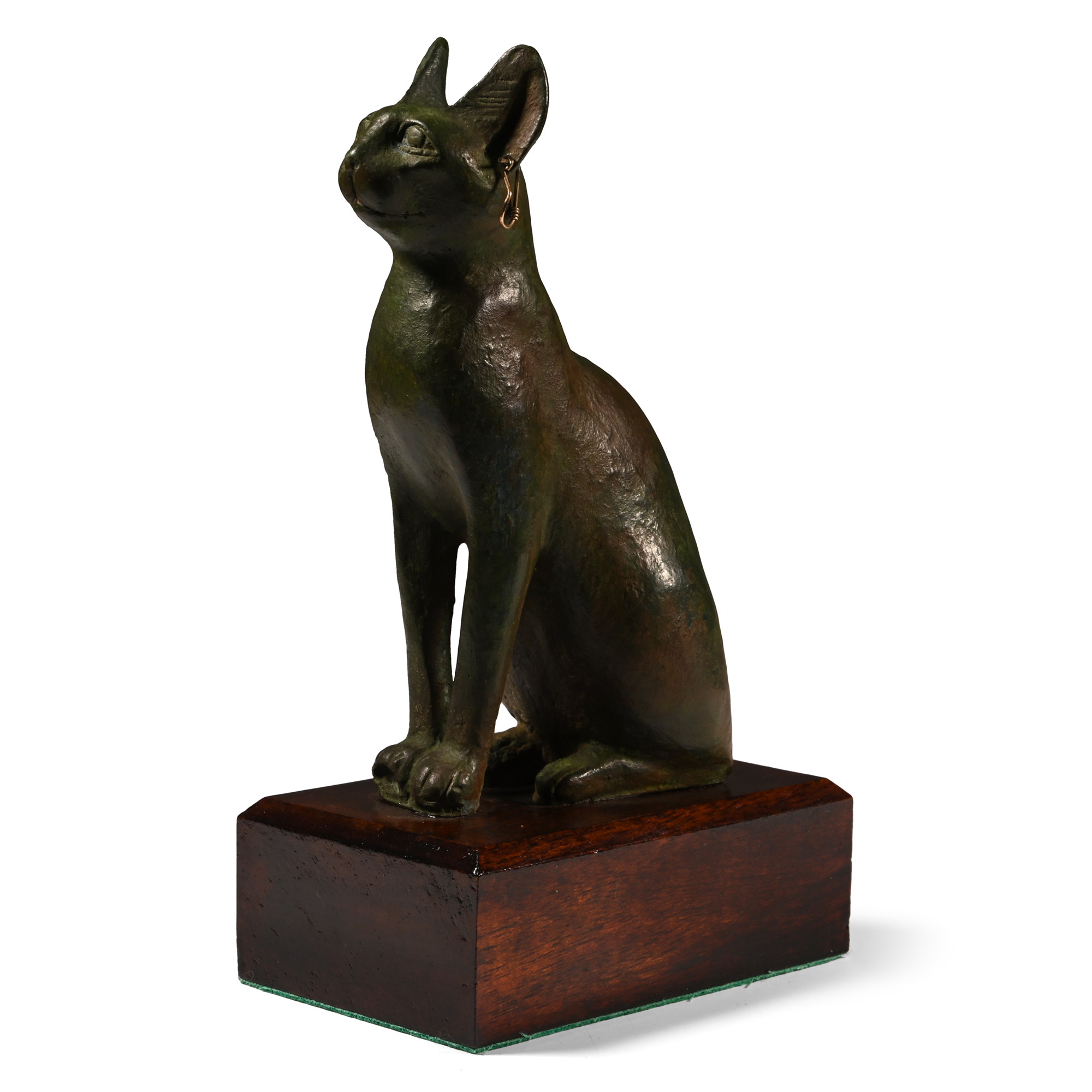Egyptian Style Cat on Wooden Base