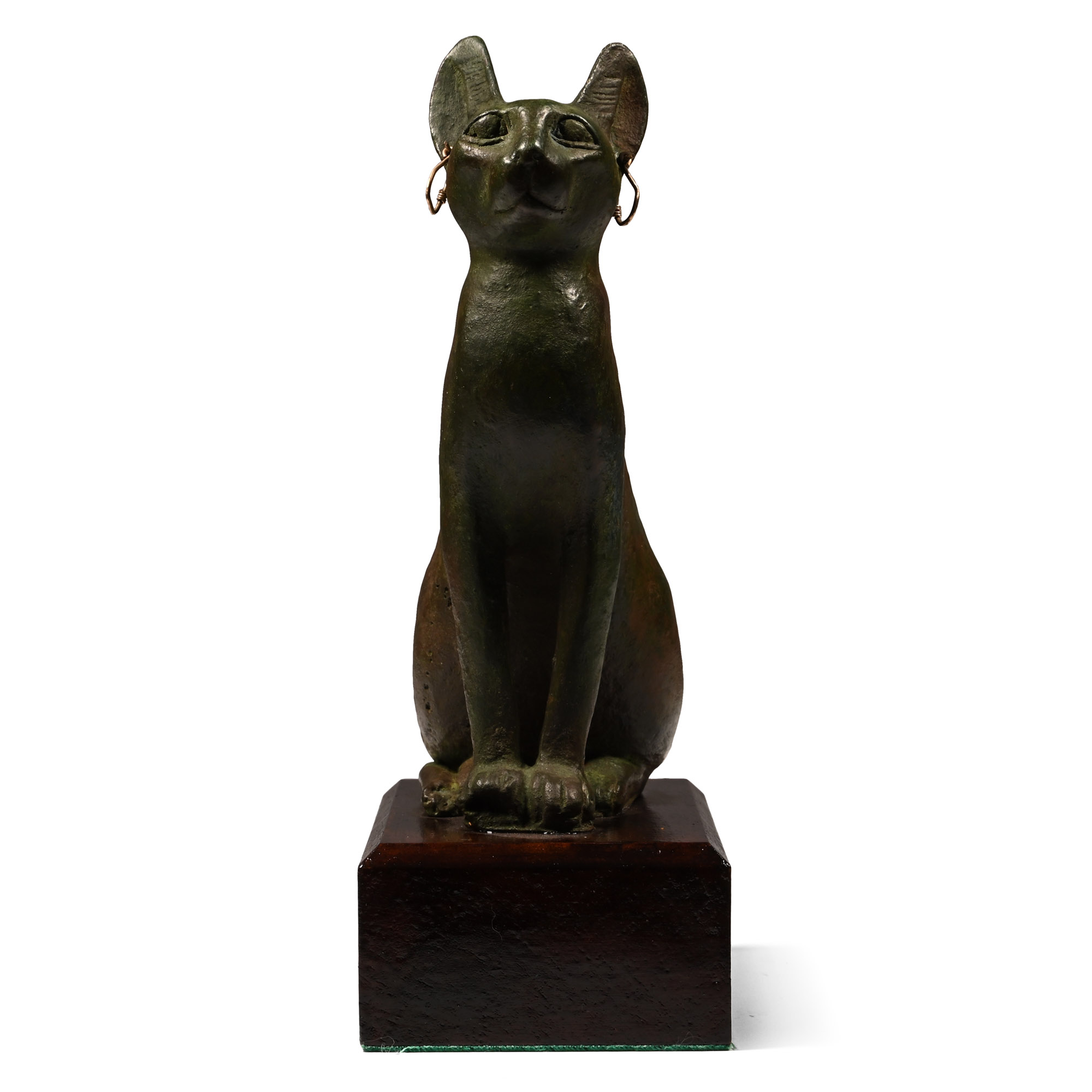 Egyptian Style Cat on Wooden Base
