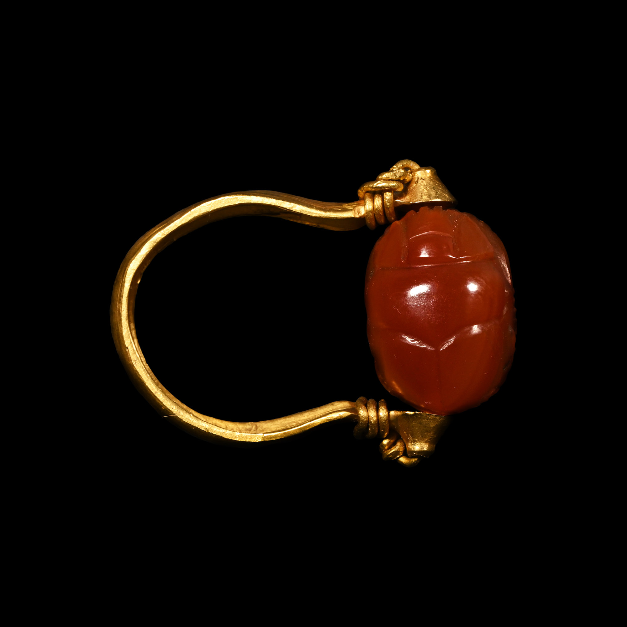 Etruscan Engraved Scarab in Gold Swivel Ring
