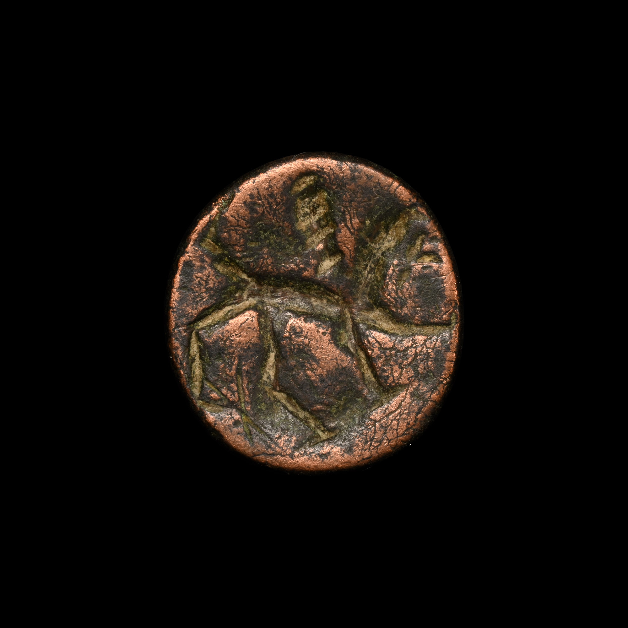 West Central Asian Bronze Stamp Seal Matrix with Walking Quadruped