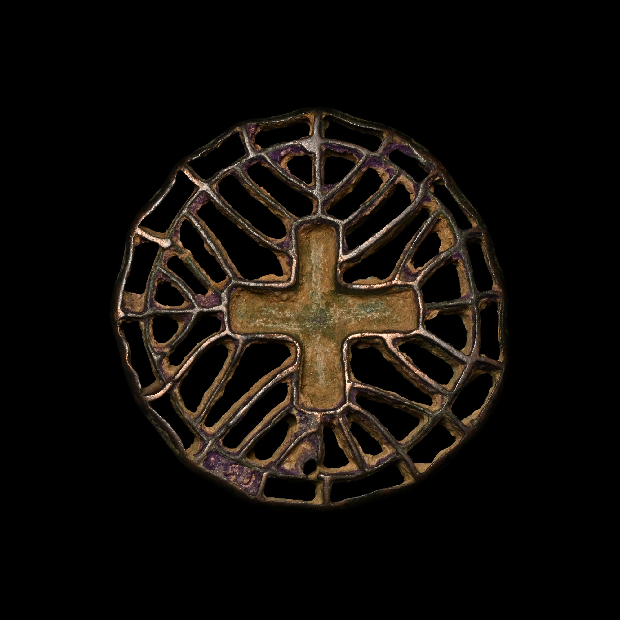West Central Asian Bronze Stamp Seal Matrix with Greek Cross