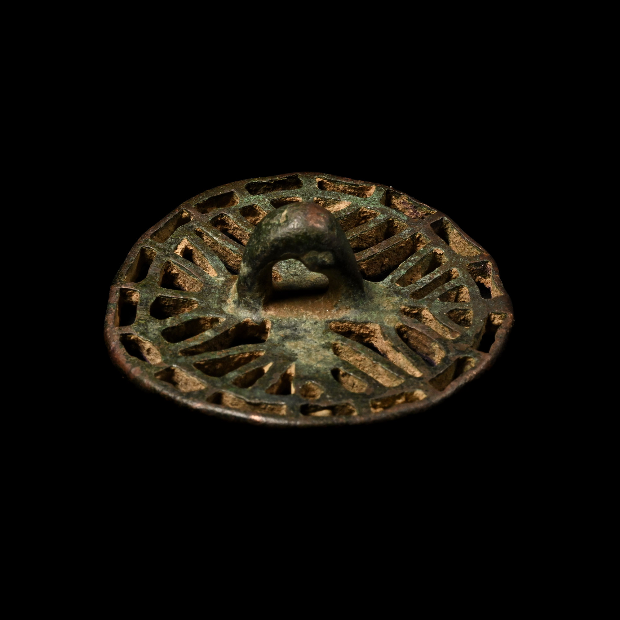 West Central Asian Bronze Stamp Seal Matrix with Greek Cross