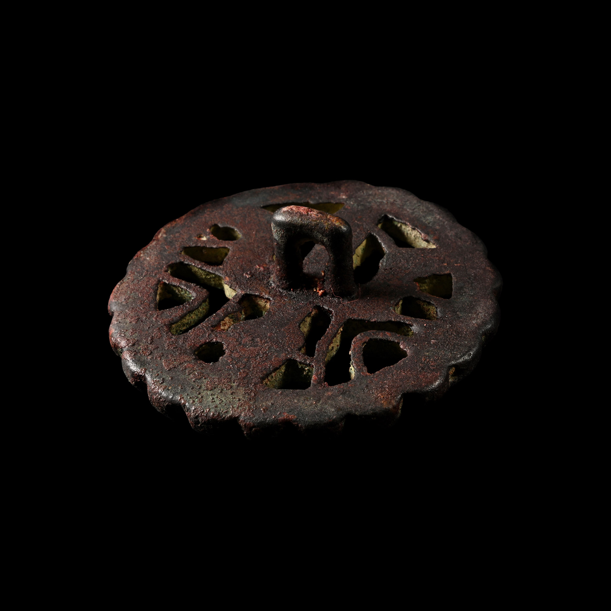Very Large West Central Asian Bronze Stamp Seal Matrix with Standing Figure