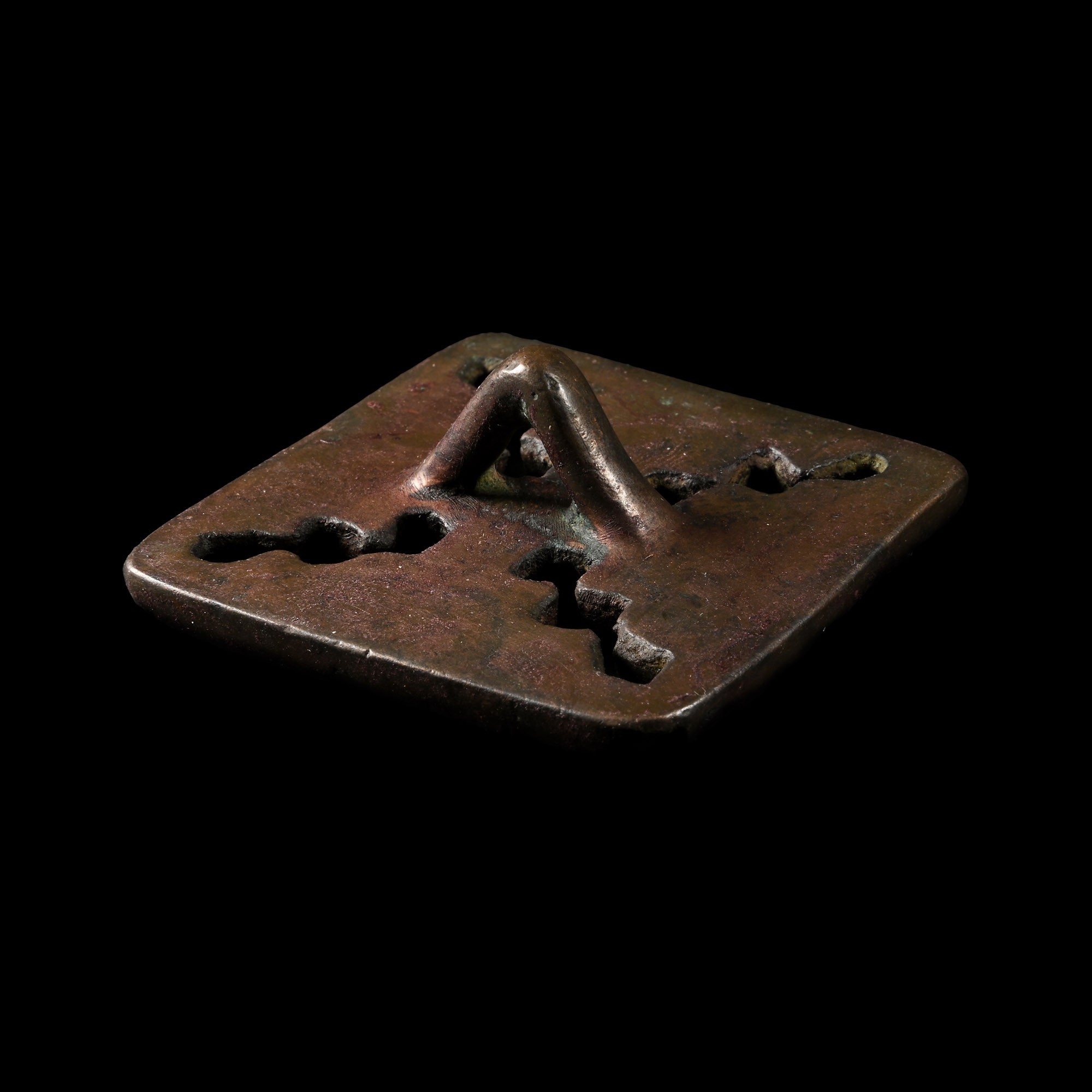 Very Large West Central Asian Bronze Stamp Seal Matrix with Stepped Cross
