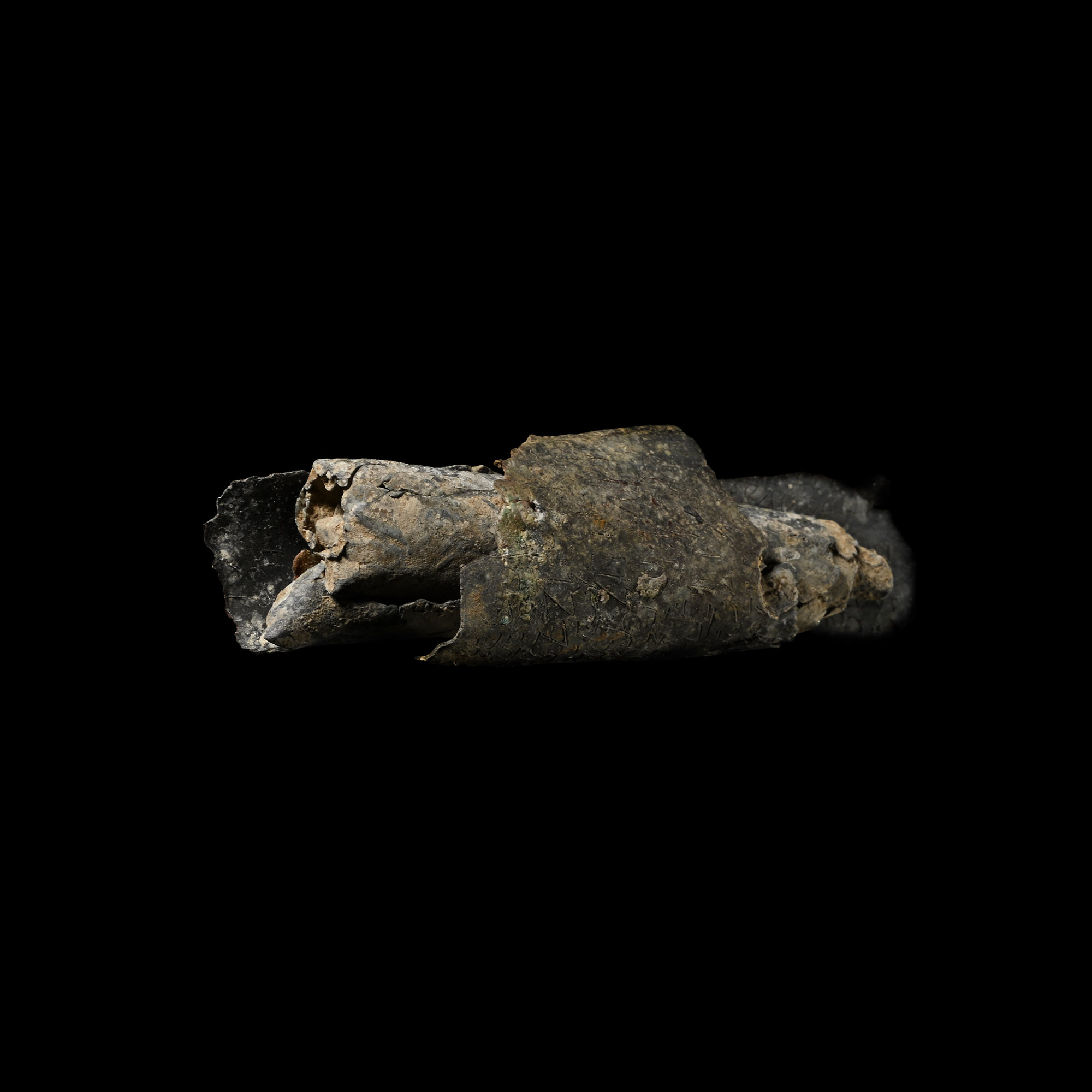 Western Asiatic Unopened Lead Scroll with Case Fragments