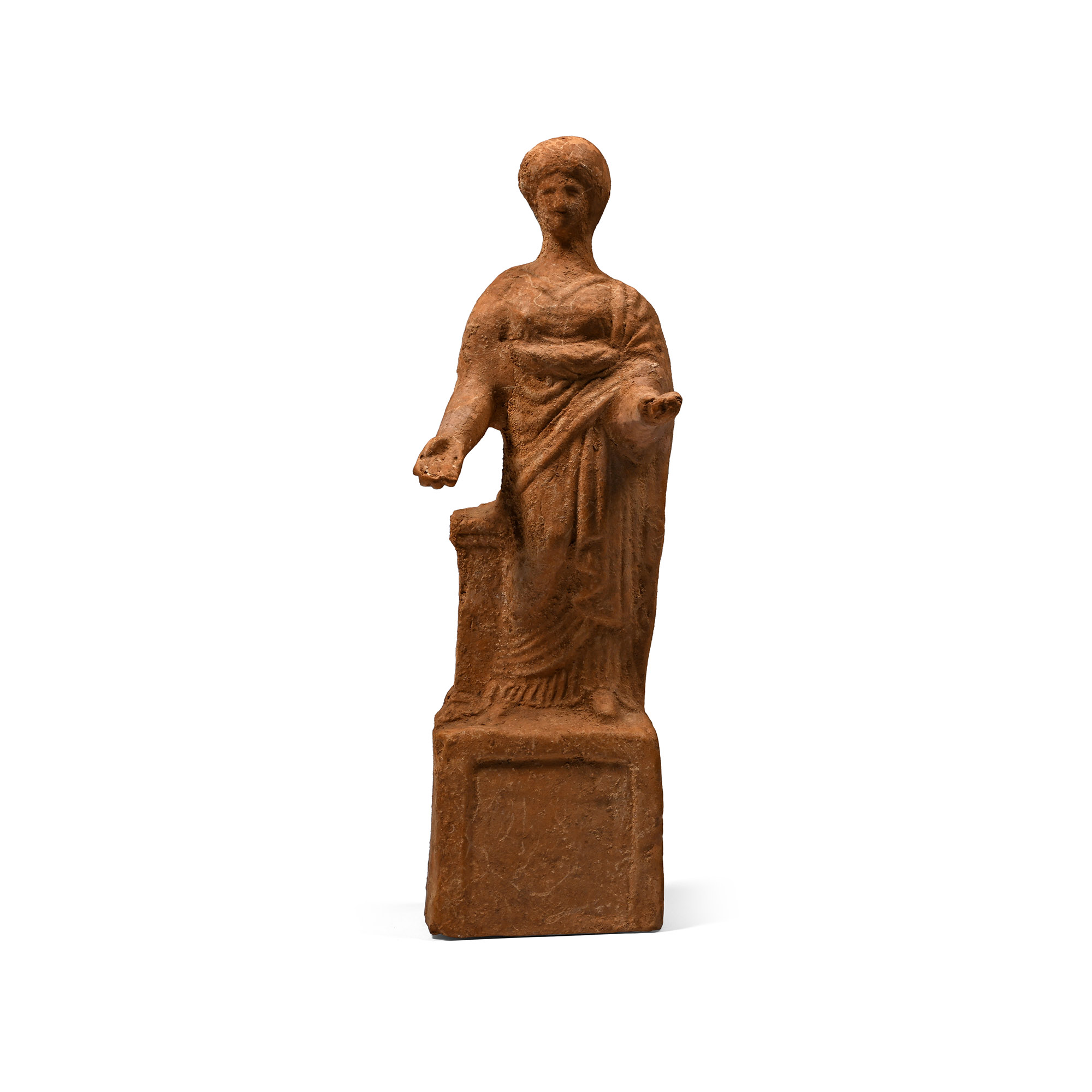 Roman Terracotta Female Figure on Pedestal Base