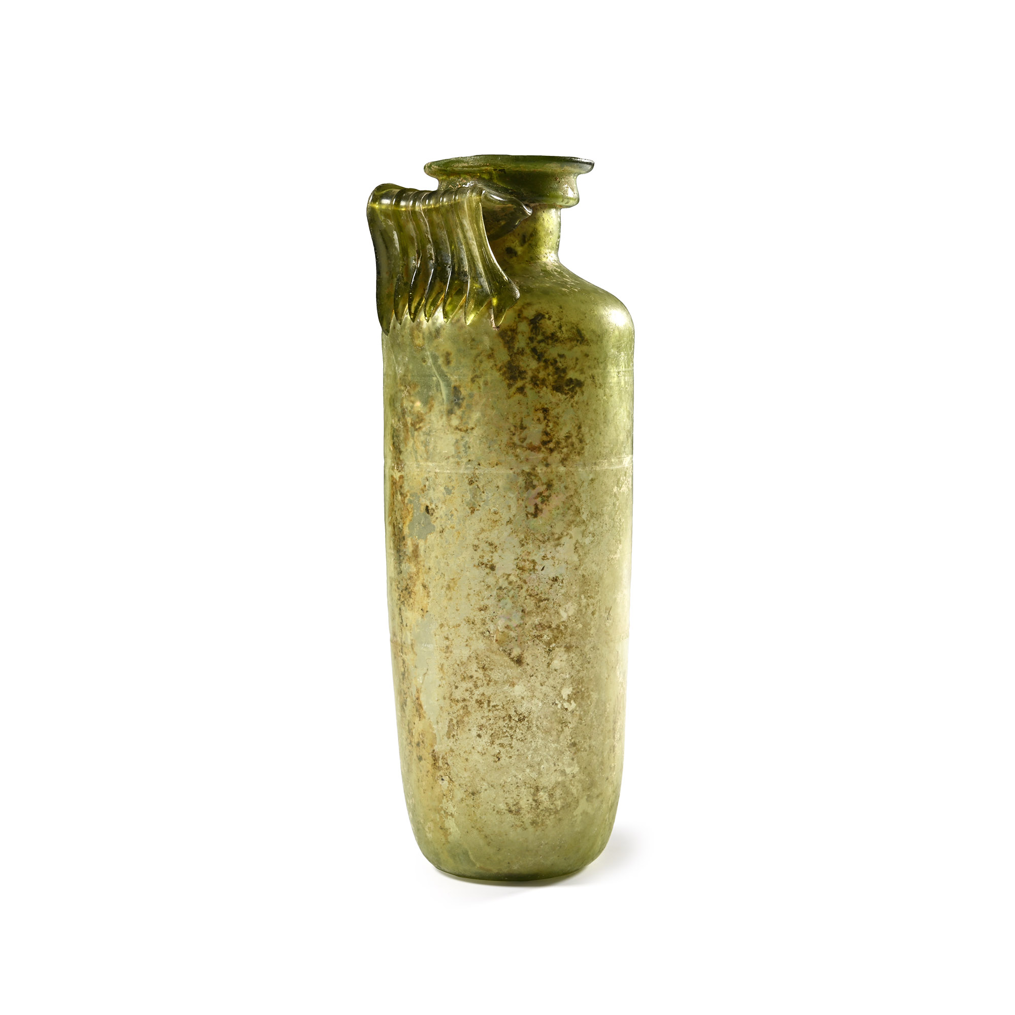 Large Roman Glass Bottle with Wheel-Cut Lines