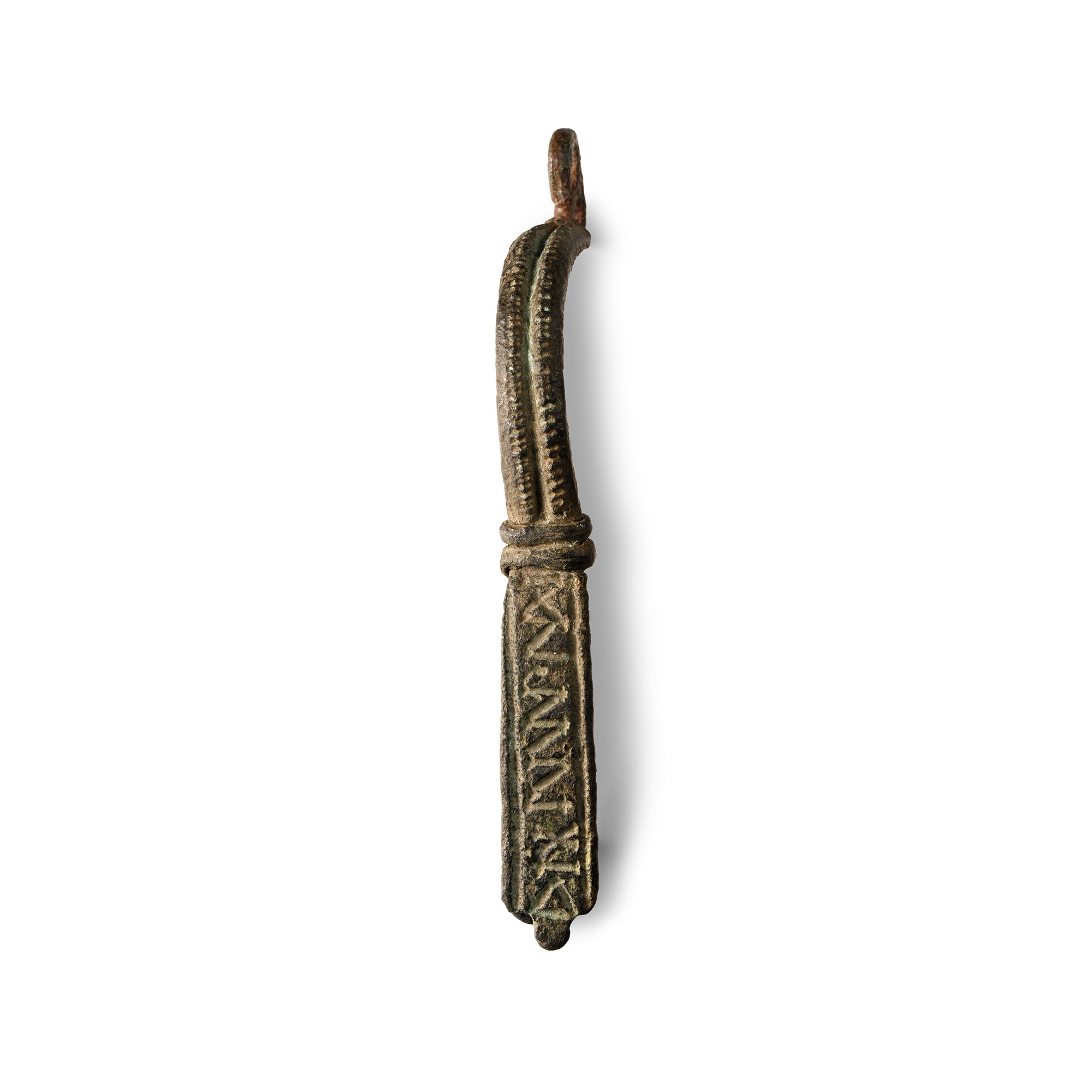 Roman Inscribed Bronze Bow Brooch