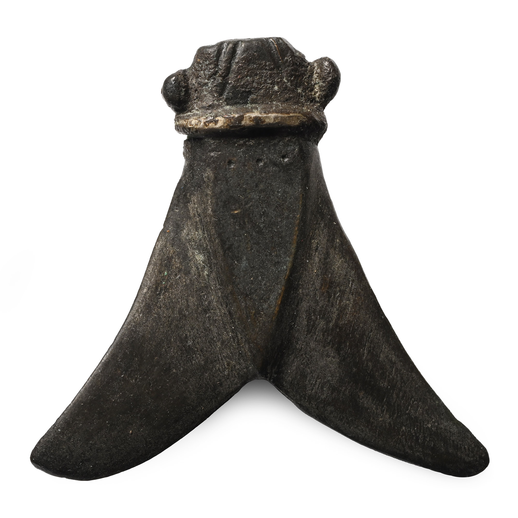 Large Roman Bronze Cicada Brooch with Silver Collar