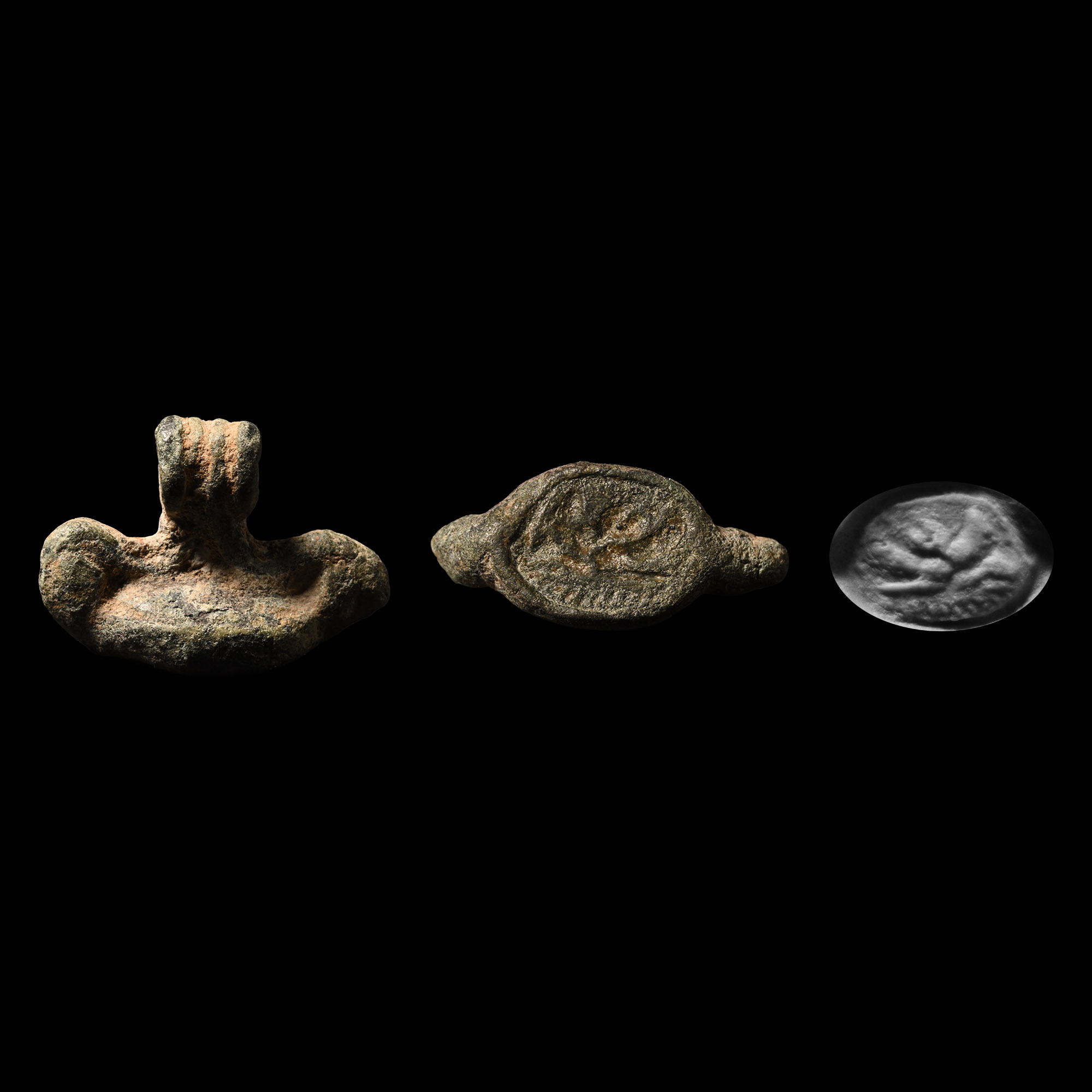 Phoenician Inscribed Bronze Scaraboid Seal