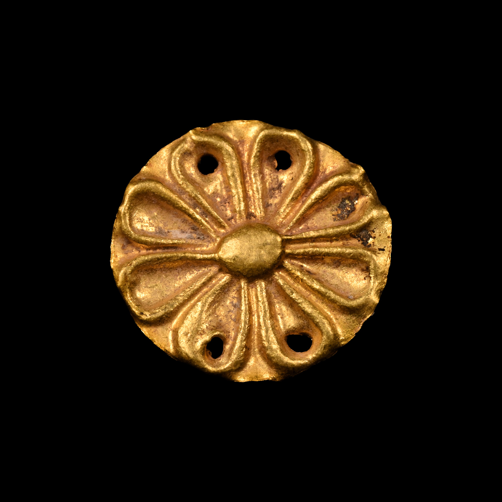 Cypriot Type Gold Repoussé Flower Mount