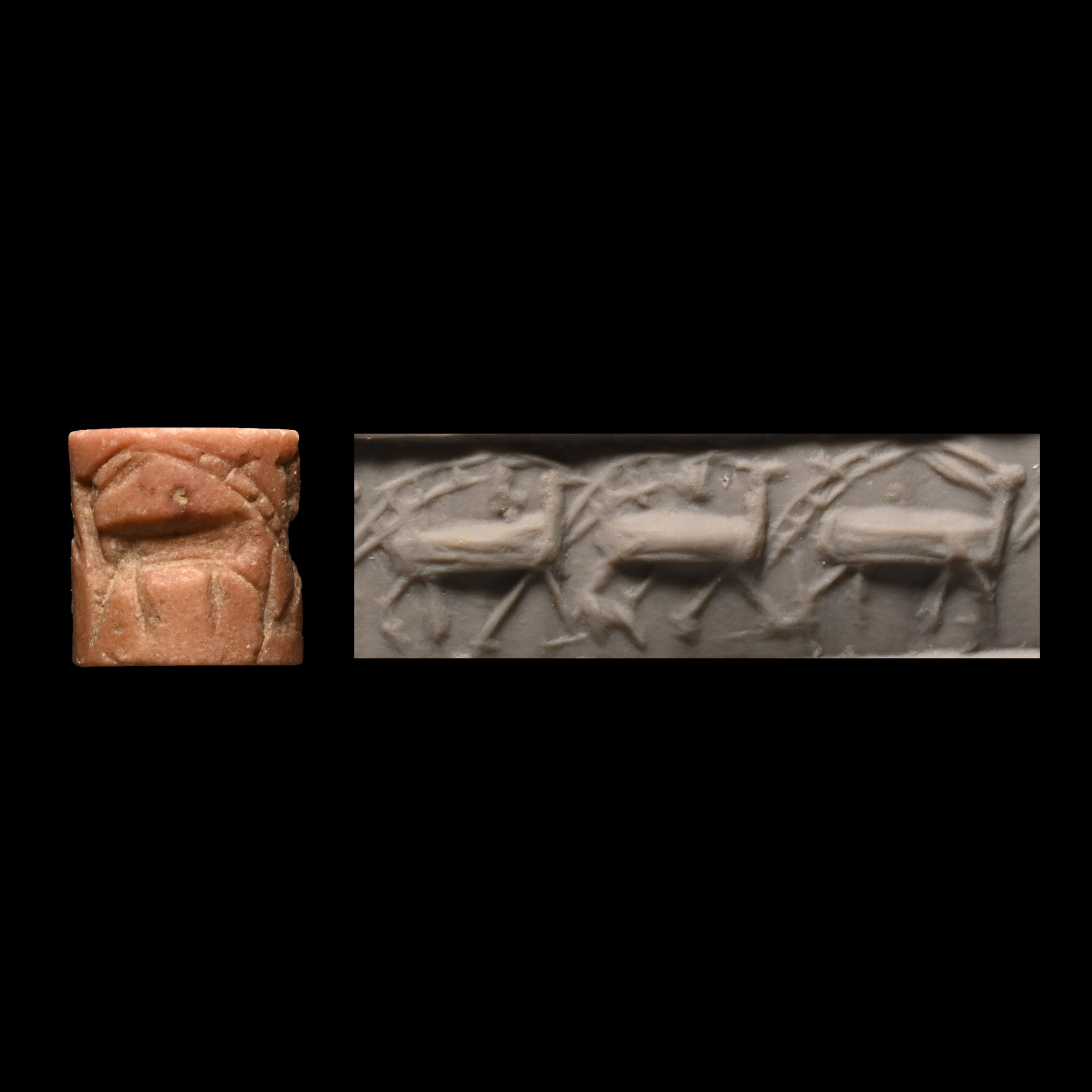 Sumerian Pink Stone Cylinder Seal