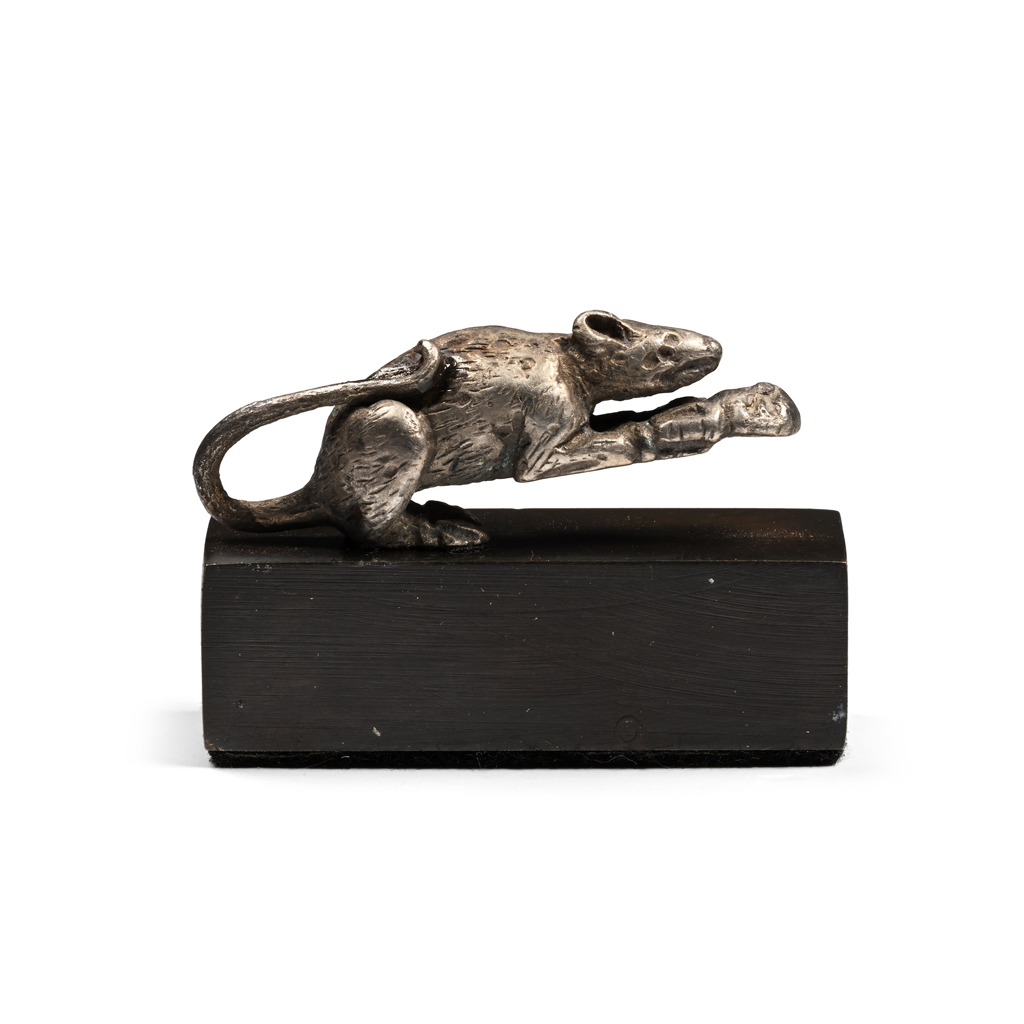 Roman Silver Mouse Statuette Holding a Nut