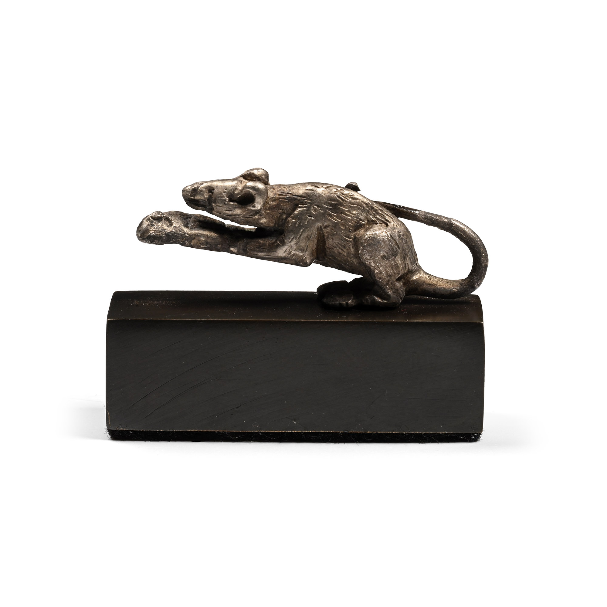 Roman Silver Mouse Statuette Holding a Nut