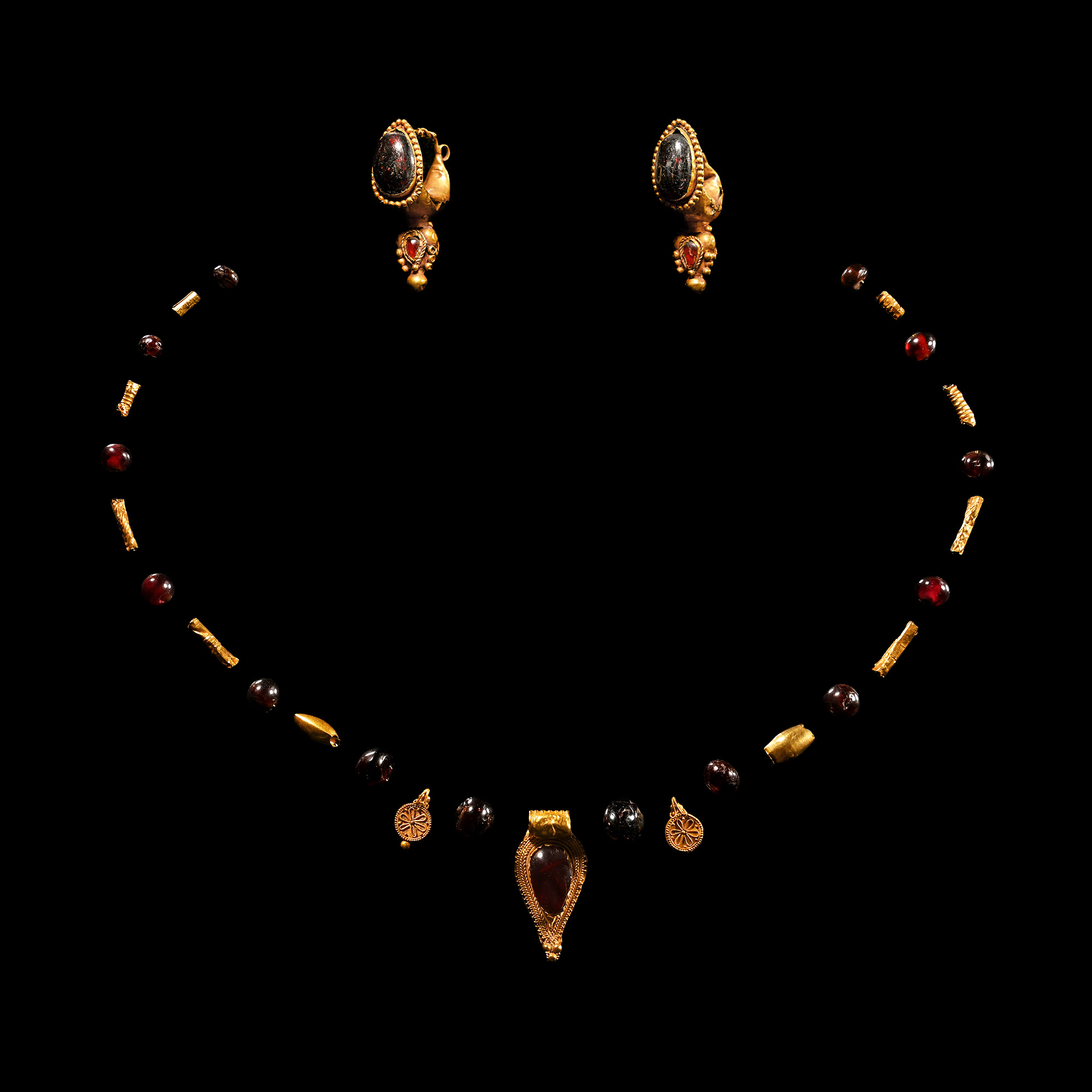 Roman Gold Necklace Element and Earring Set