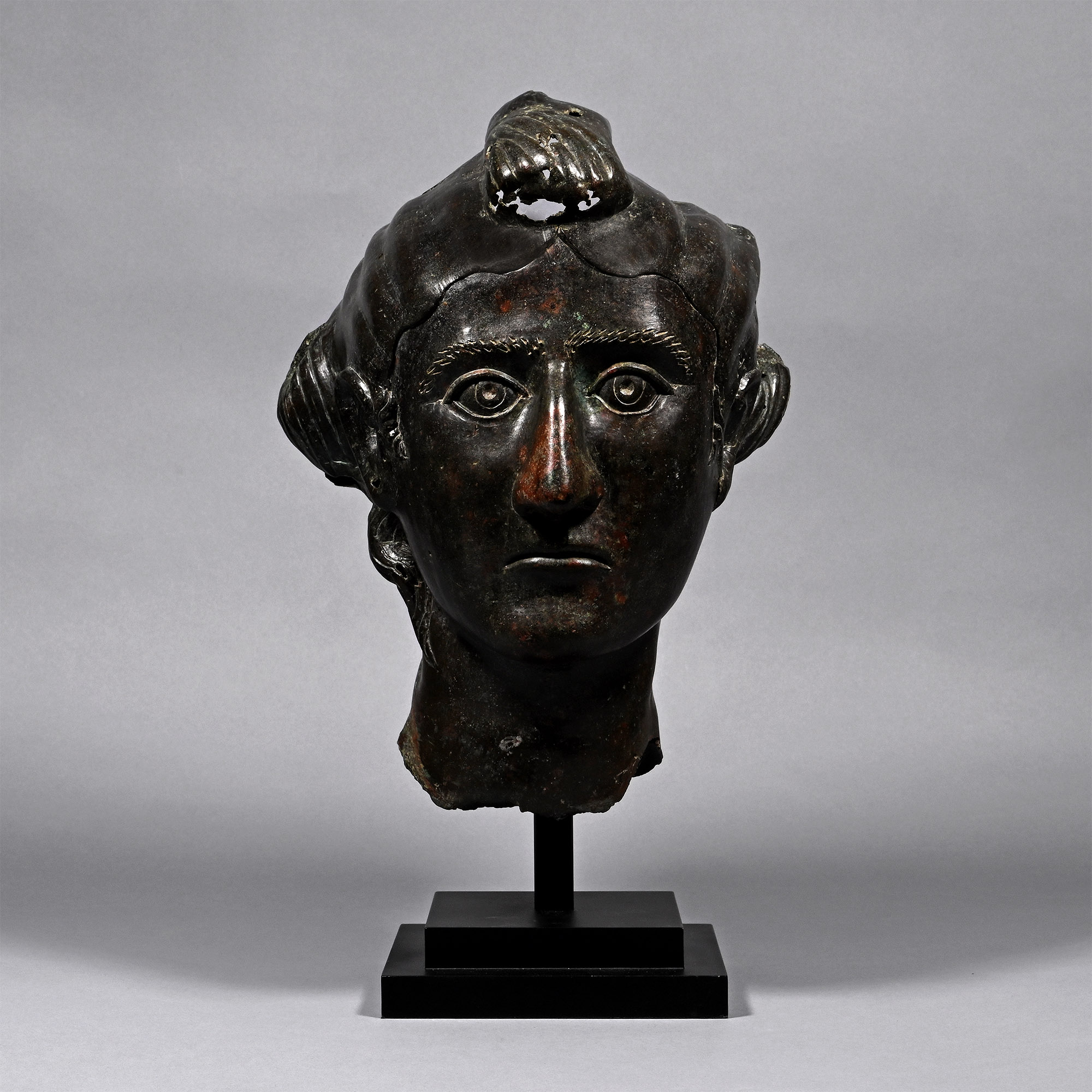 Life-Size Roman Bronze Head of an Empress