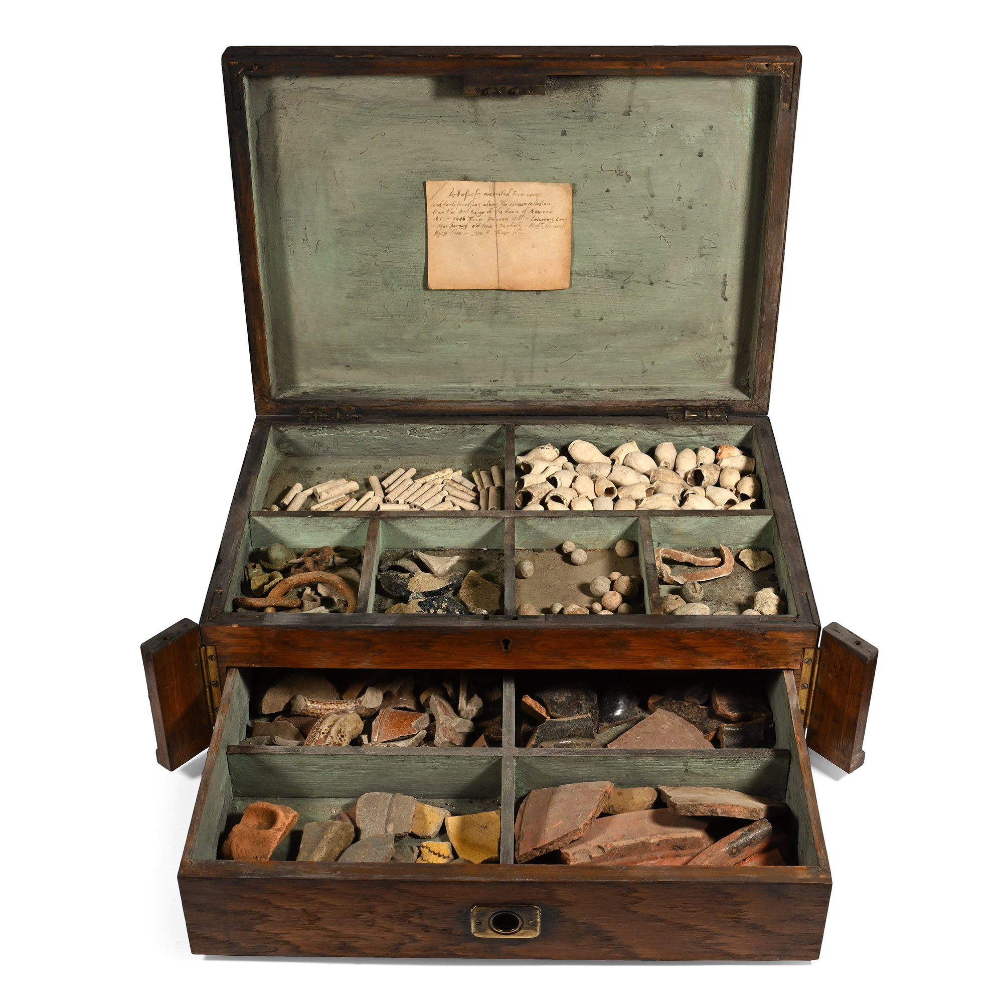 Cased Collection of Civil War and Other Artefacts from Excavations at Newark and Leicester Siege Sites