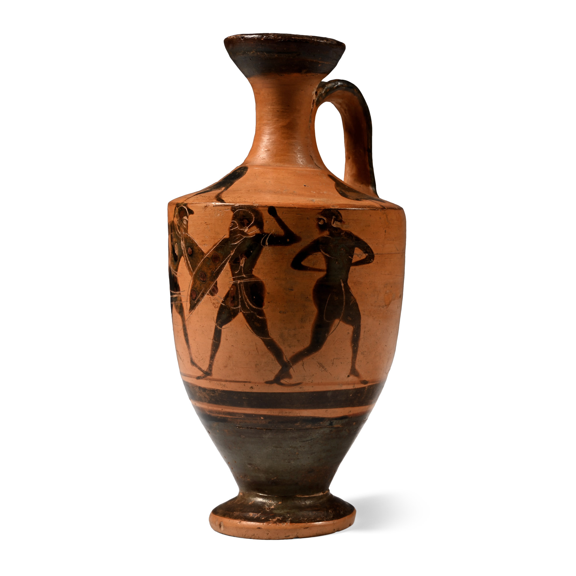 Greek Attic Black-Figure Lekythos with Fighting Warriors