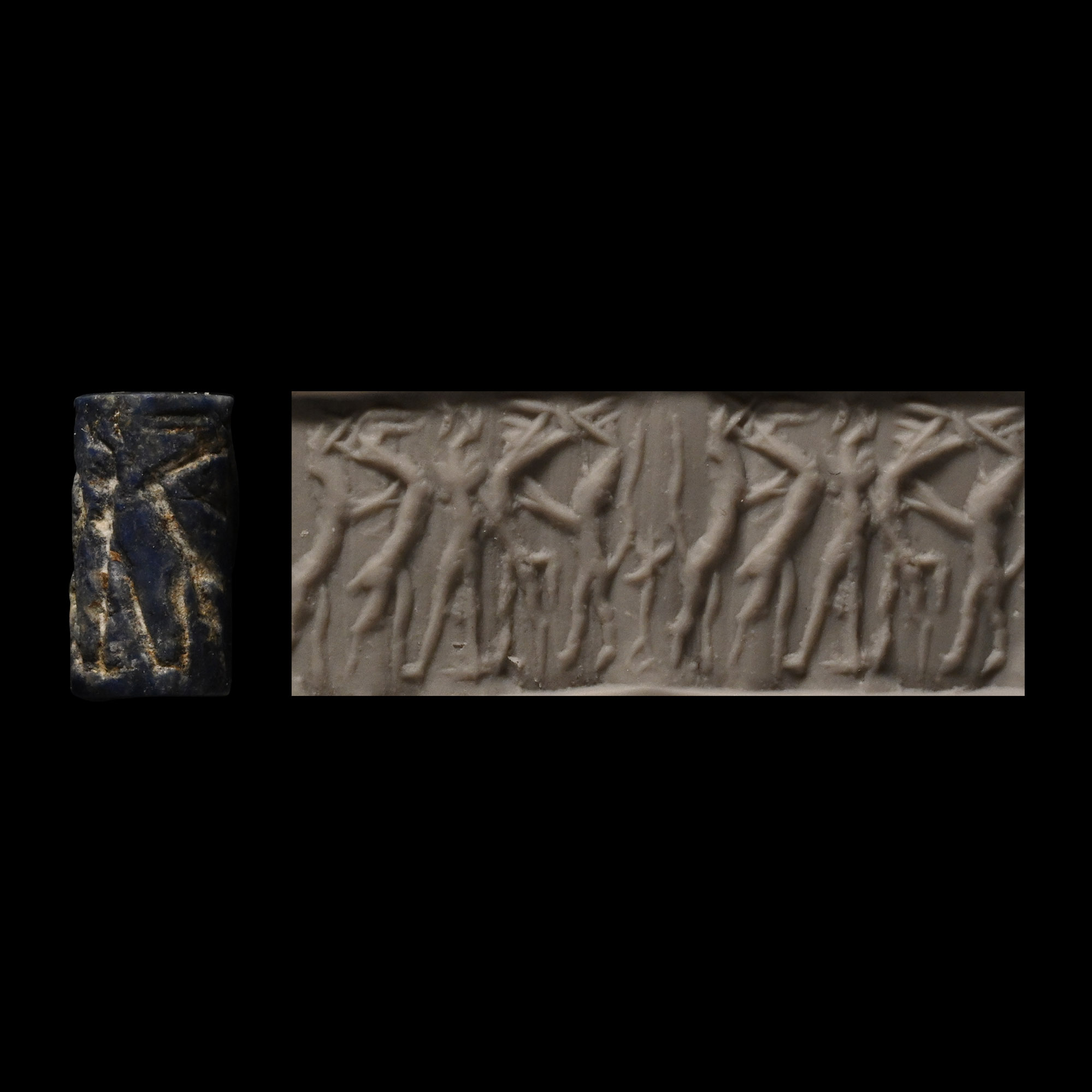 Old Babylonian Lapis Lazuli Cylinder Seal with Animals