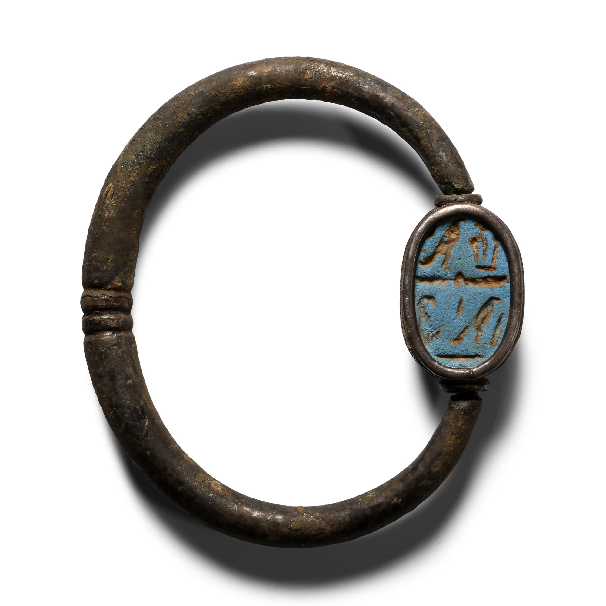 Etruscan Silver Bracelet with Mounted Scarab