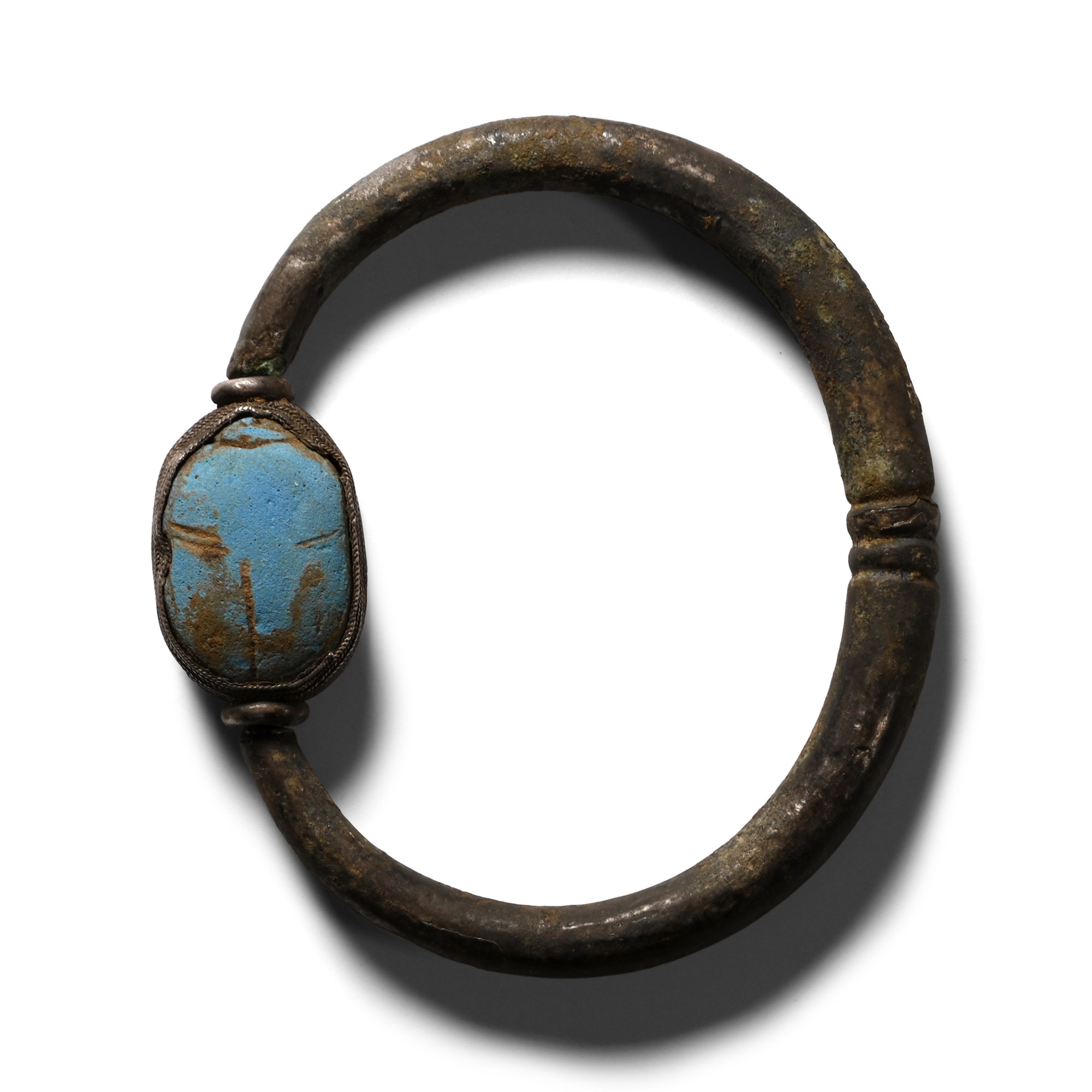 Etruscan Silver Bracelet with Mounted Scarab