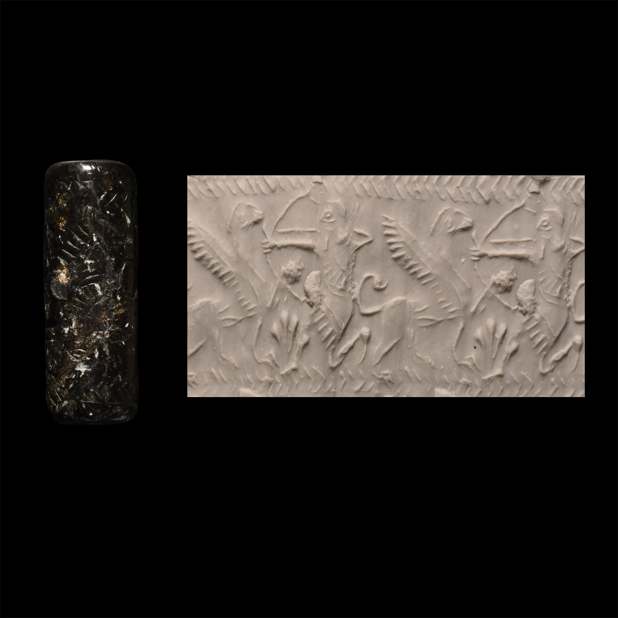 Neo-Assyrian Cylinder Seal with Combat Scene
