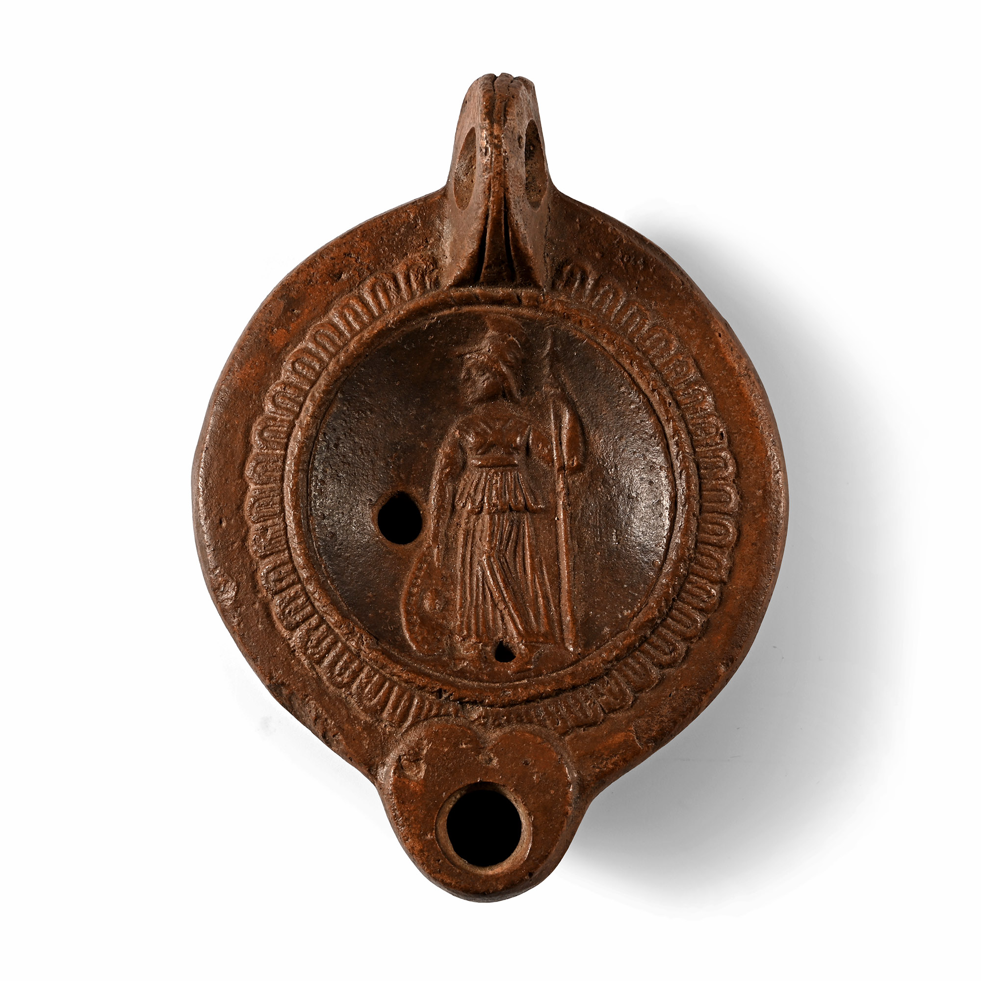 Roman Terracotta Lamp with Minerva