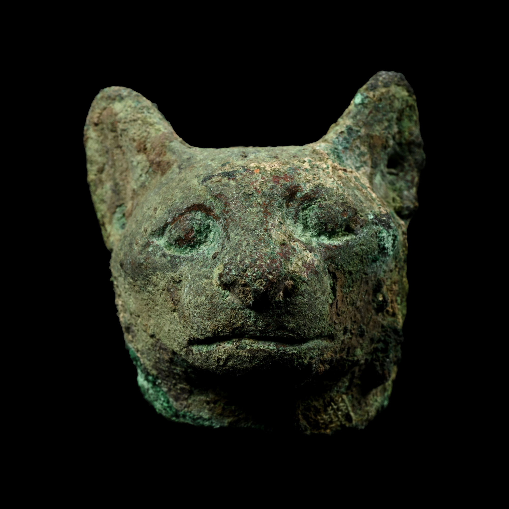 Egyptian Bronze Head of a Cat