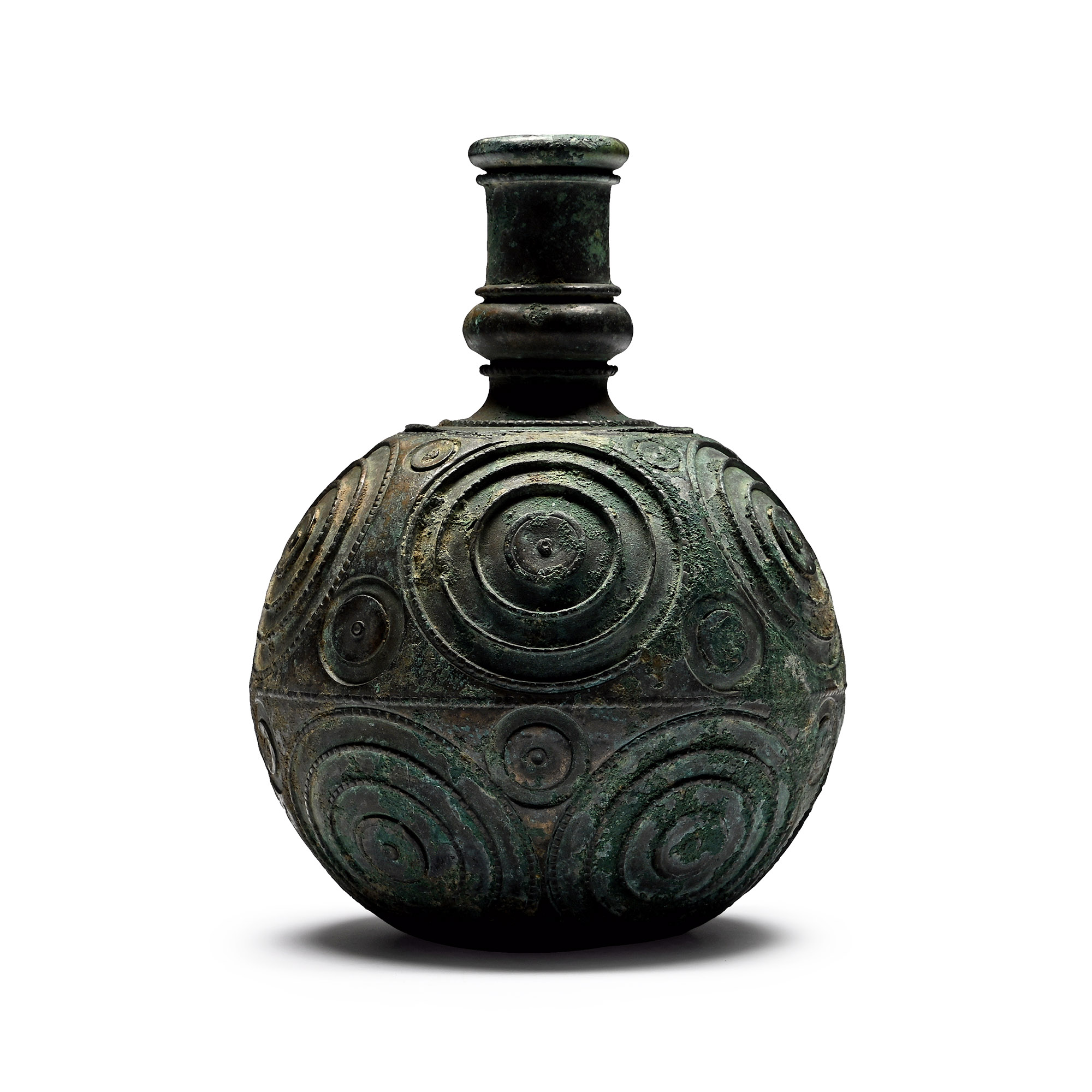 Roman Bronze Bottle with Circular Design