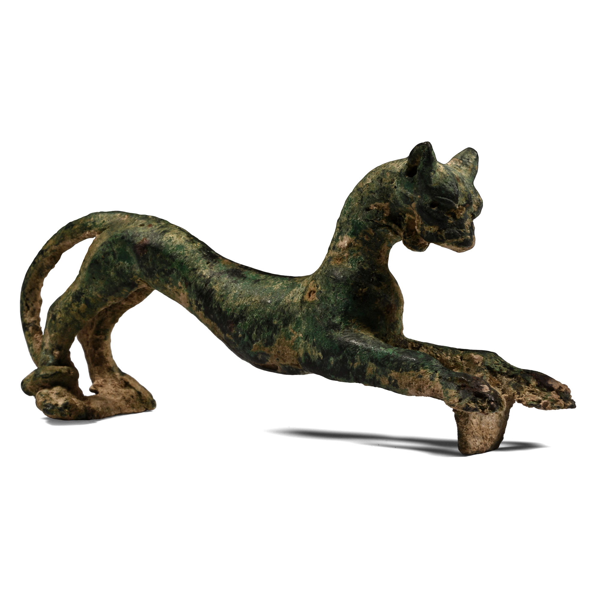 Bronze Handle of a Leaping Panther