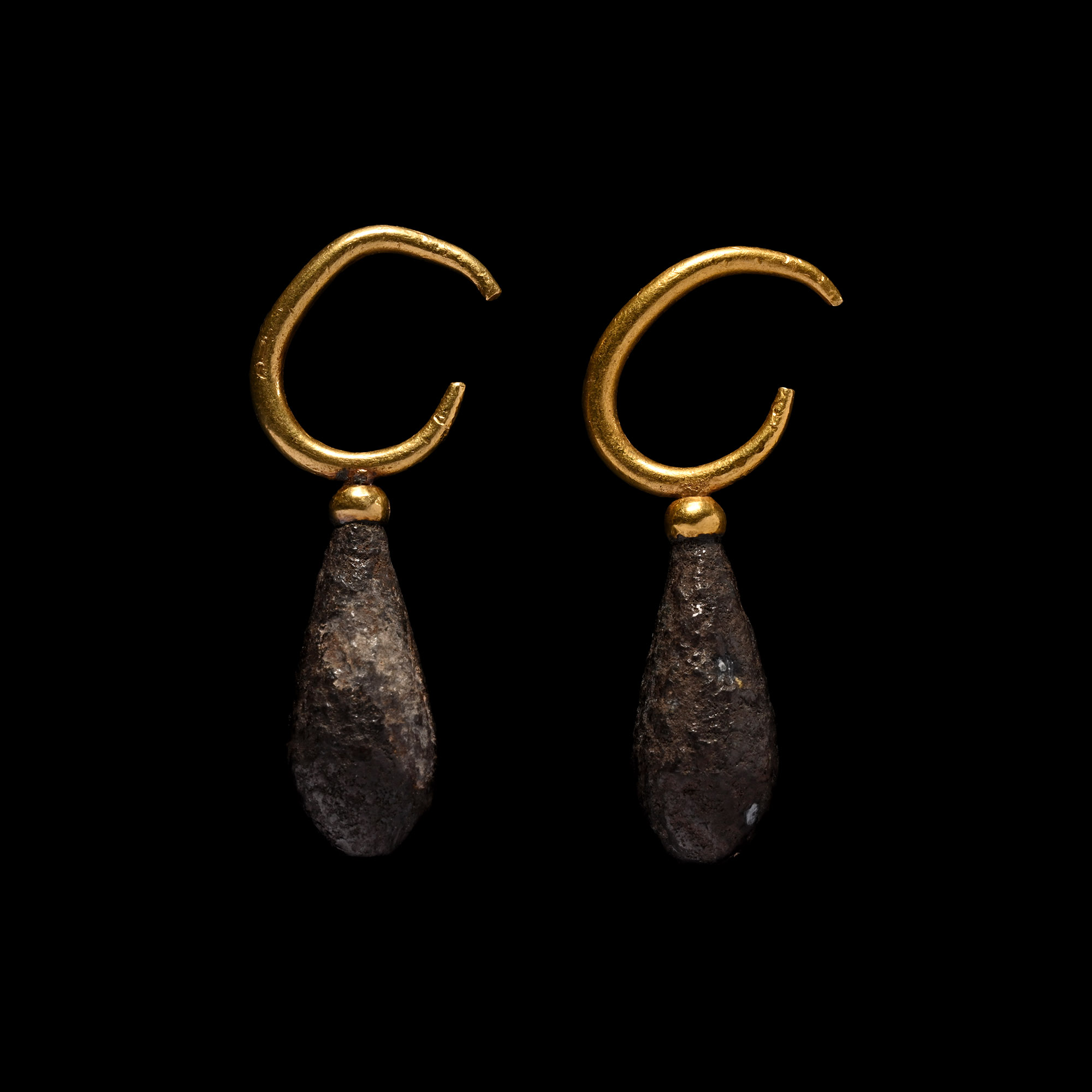 Late Eastern Greek Gold and Silver Earring Pair